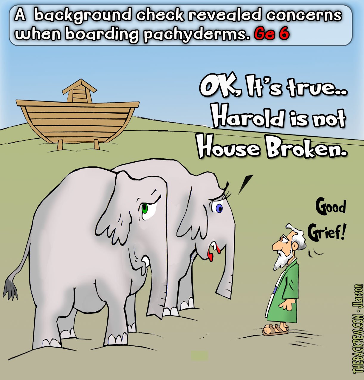 Noah boarding Elephants on the Ark  Noah, Ark, Flood, Elephants, funny 