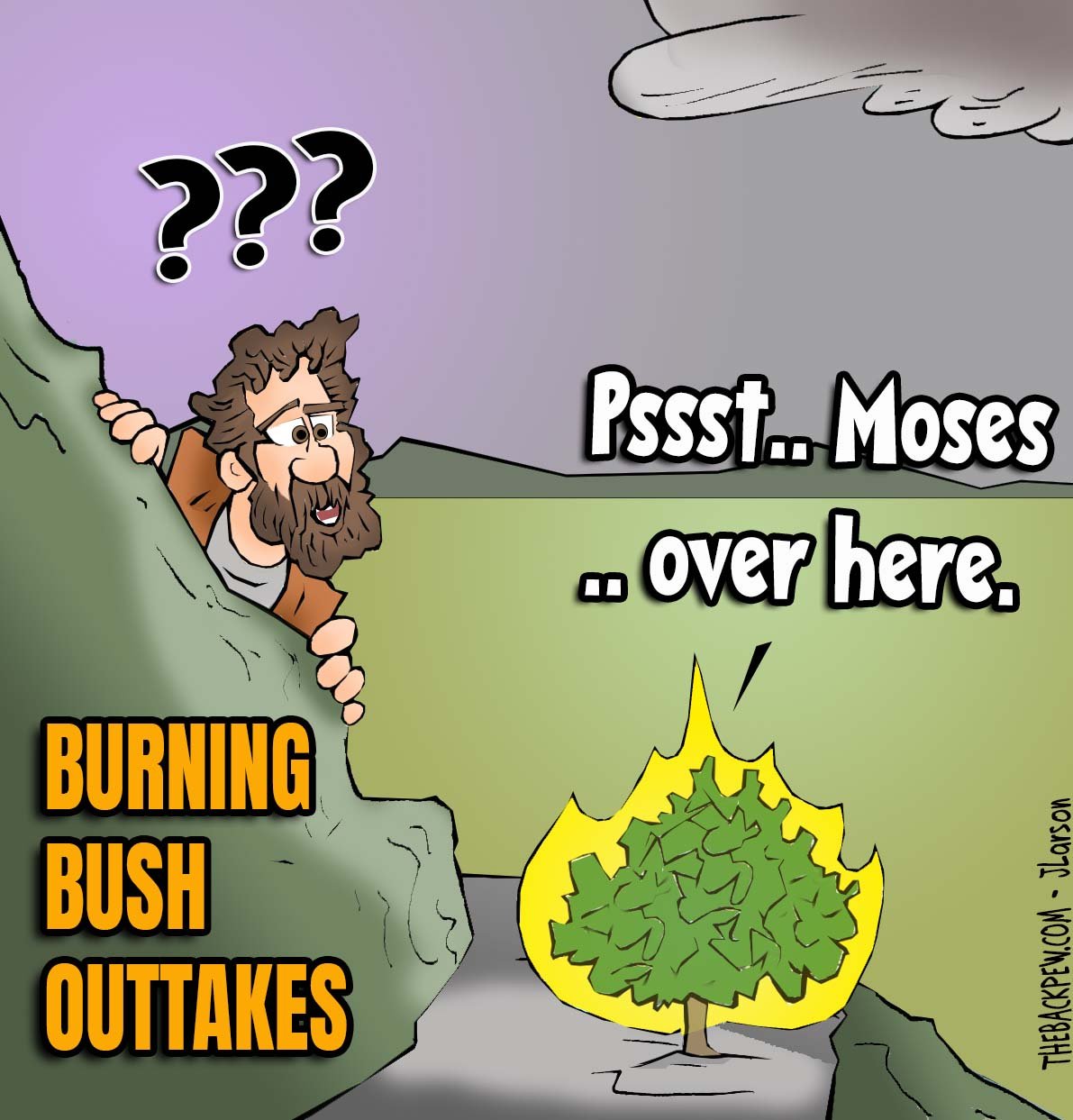 Exodus Cartoon of Moses and the Burning Bush