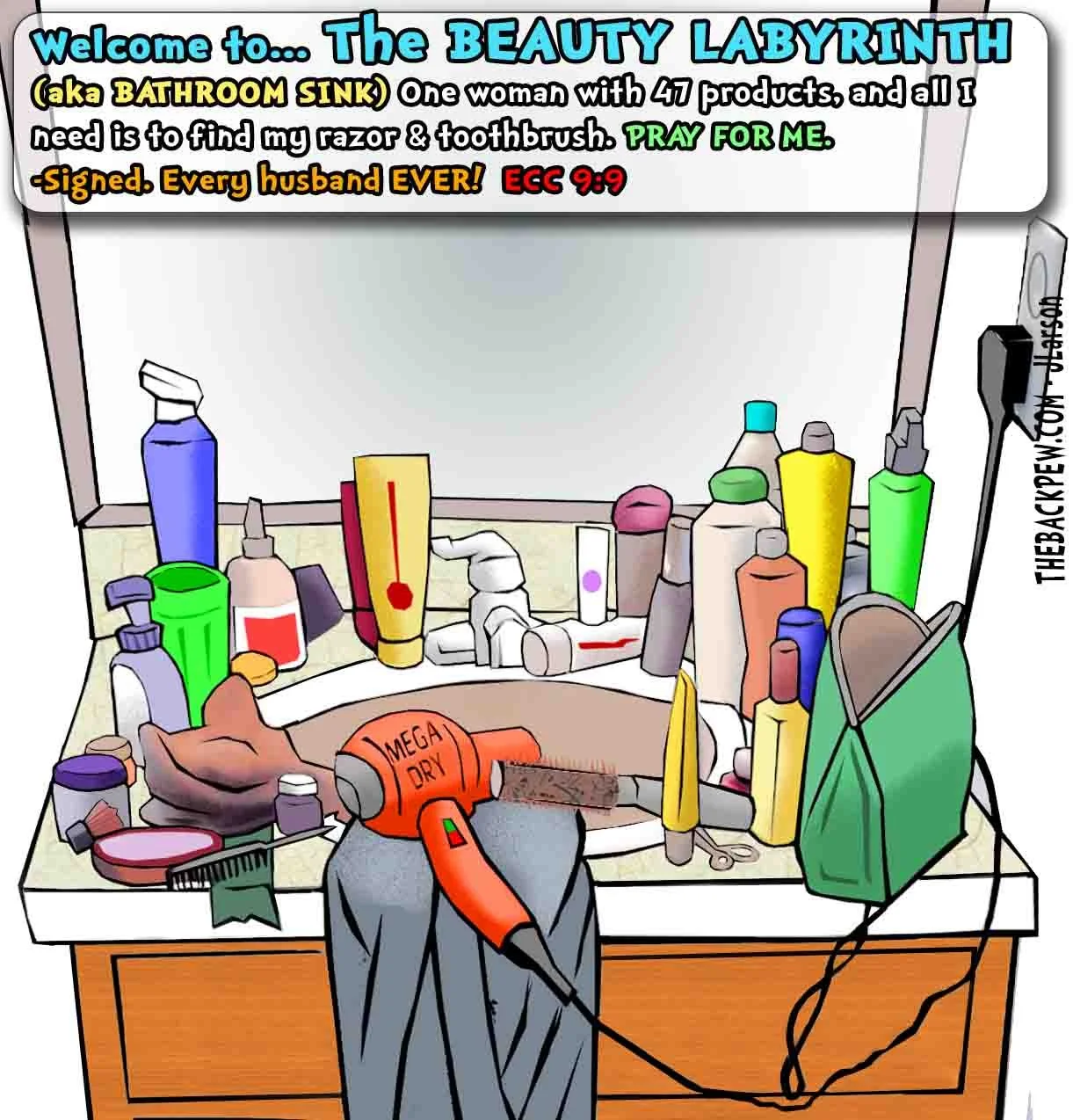 Bible Cartoon sharing the mystery of the beauty labyrinth