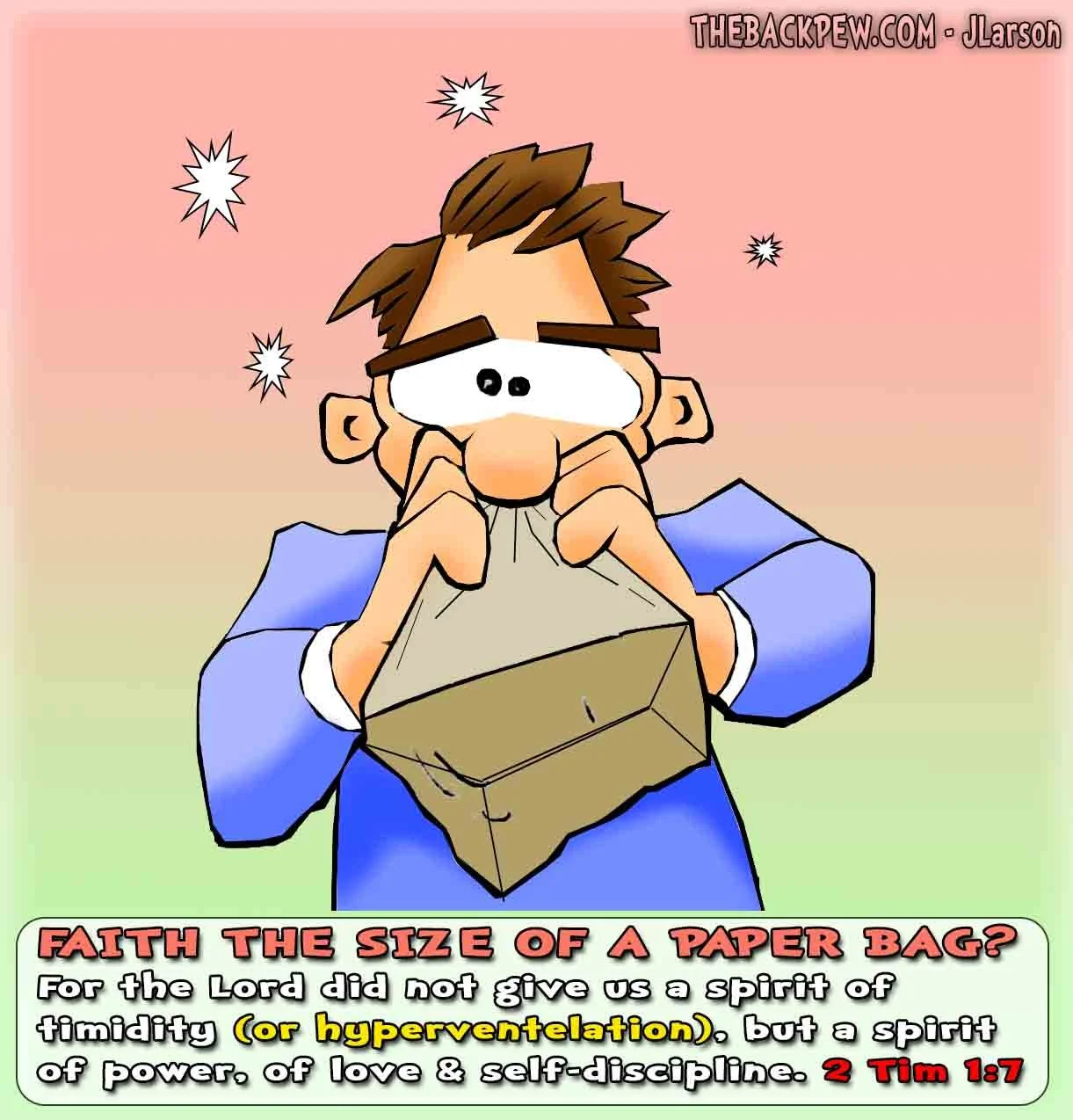 Christian Cartoons  on paper bag sized faith