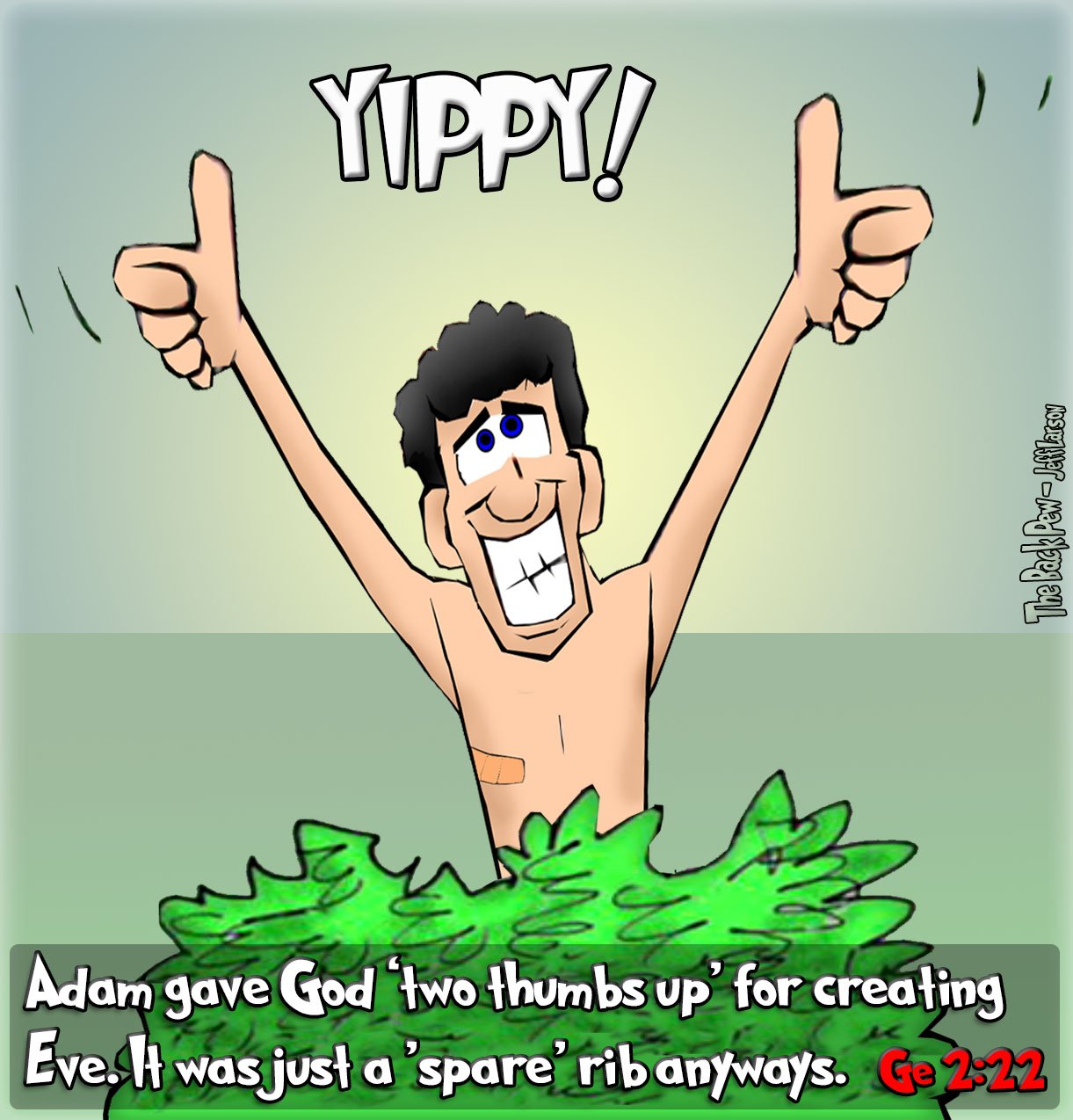 Genesis Cartoons - Adam two thumbs up