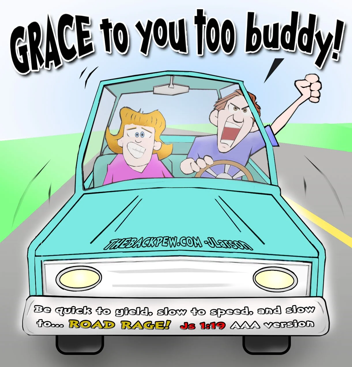 School Cartoons - in drivers ed, learning not road rage