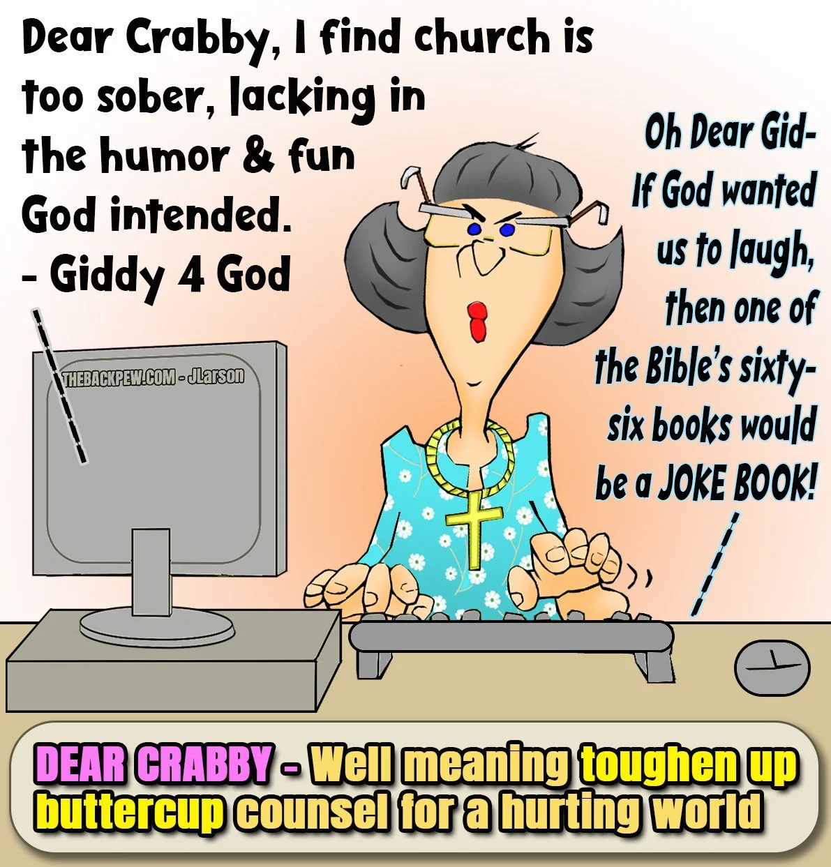 Christian Cartoon featuring online Christian counseling regarding church