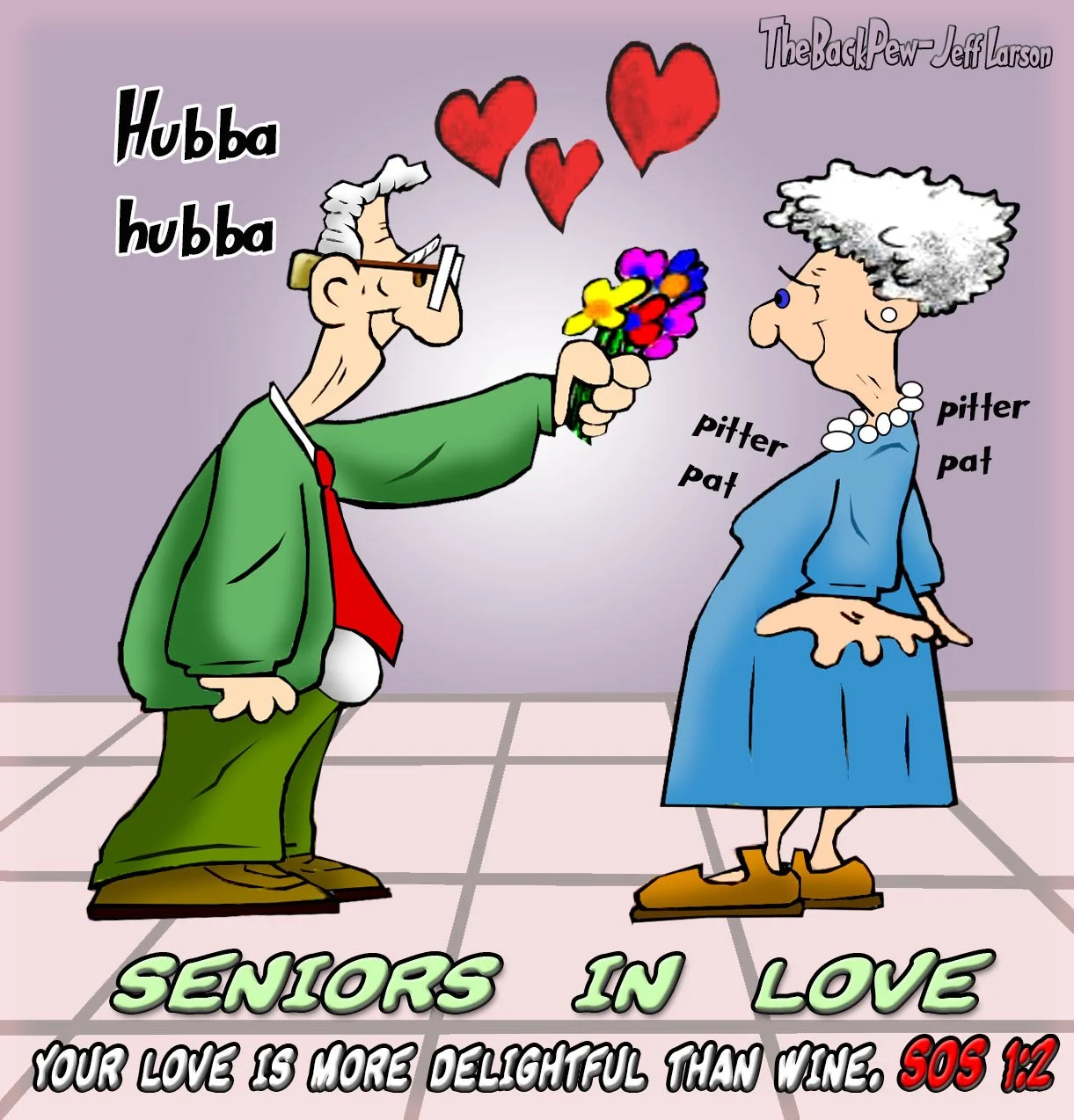 Christian Cartoon featuring Seniors in Love