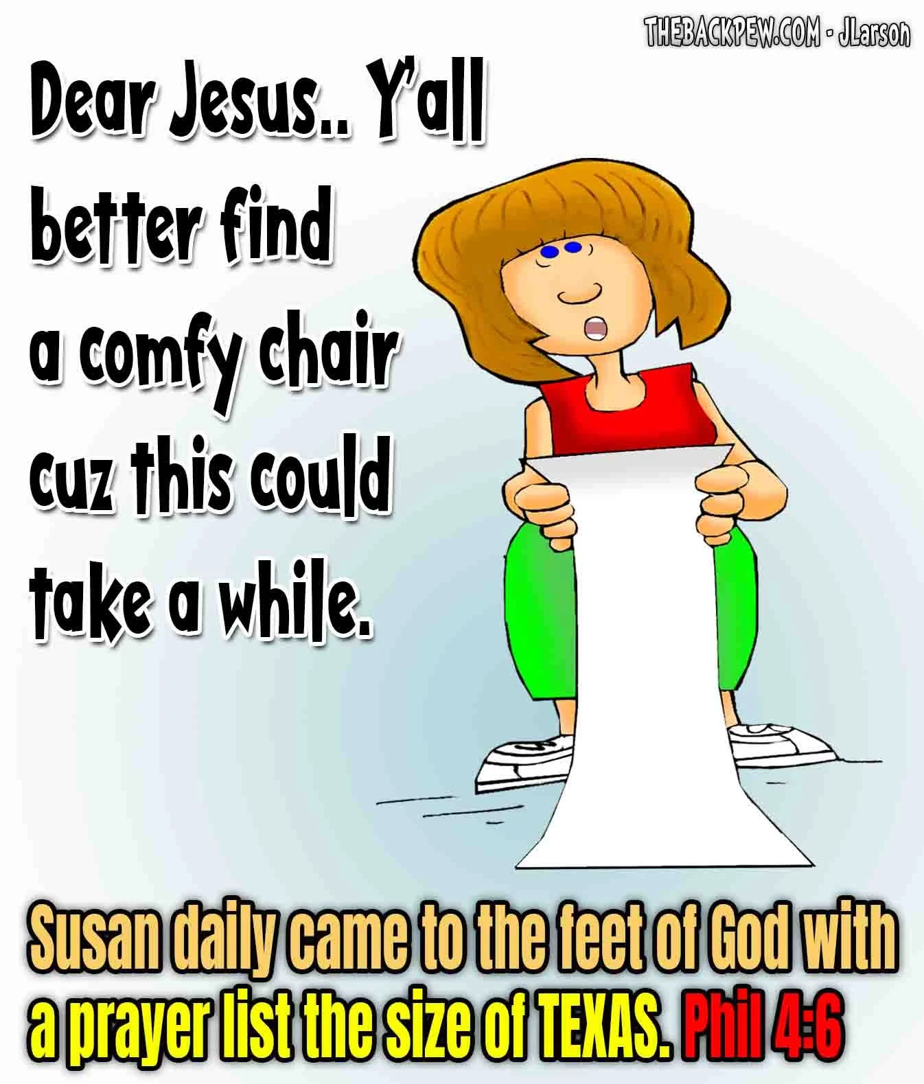 Christian Cartoon - from Philippians 4:6 on prayer