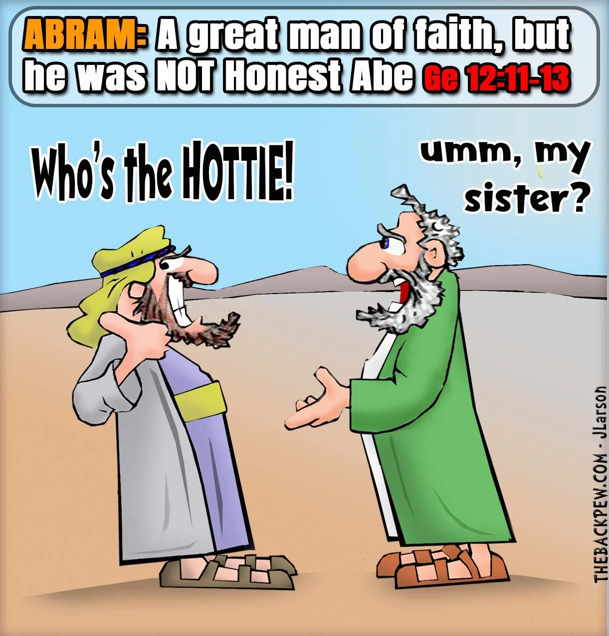 Bible Cartoon of Abram telling Pharoah, Sarai was his sister