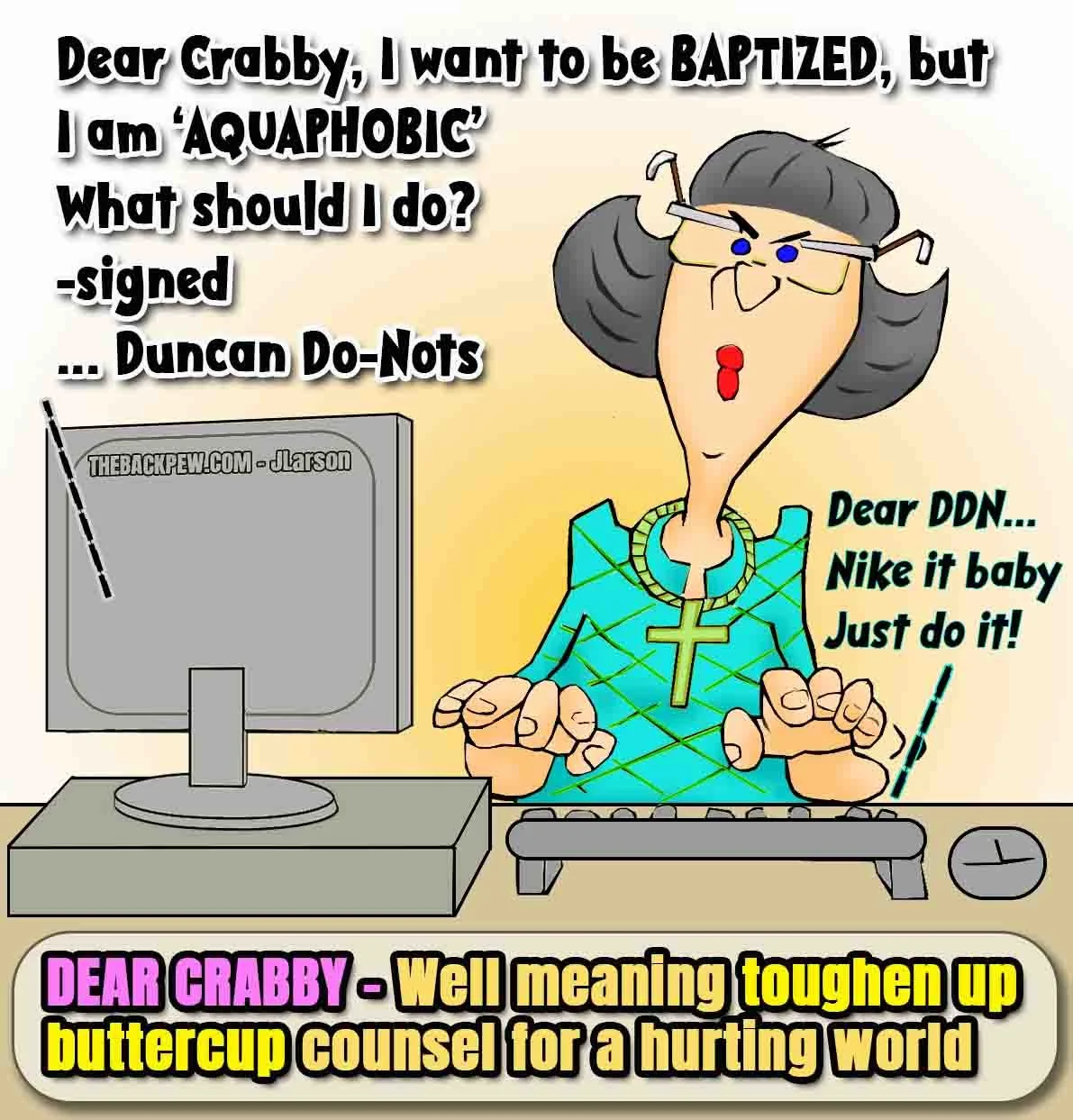 Christian Cartoon of online Christian counseling for baptisms