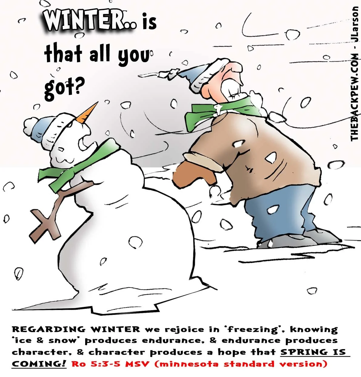 Christian Cartoon - Lessons from Winter Perseverance