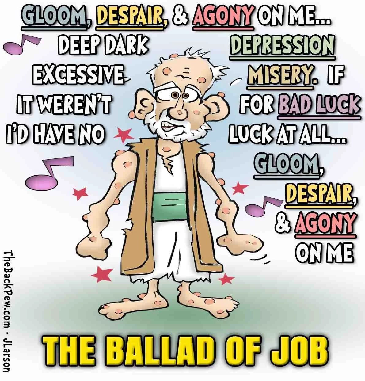 Bible Cartoon of Job singing the Blues
