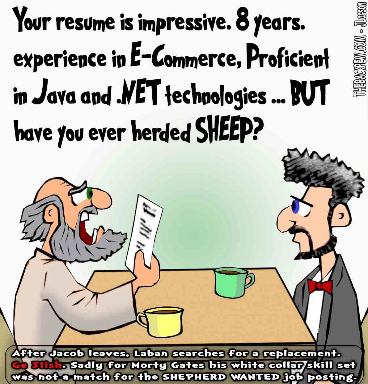Genesis cartoons - of shepherd interviews