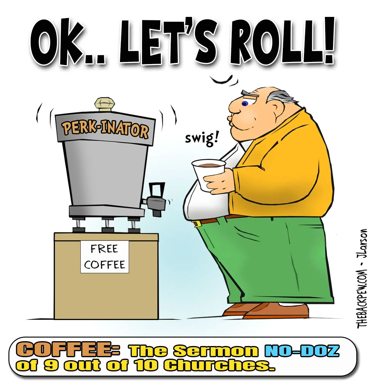 Coffee Cartoon featuring coffee as a nodoz sermon  solution