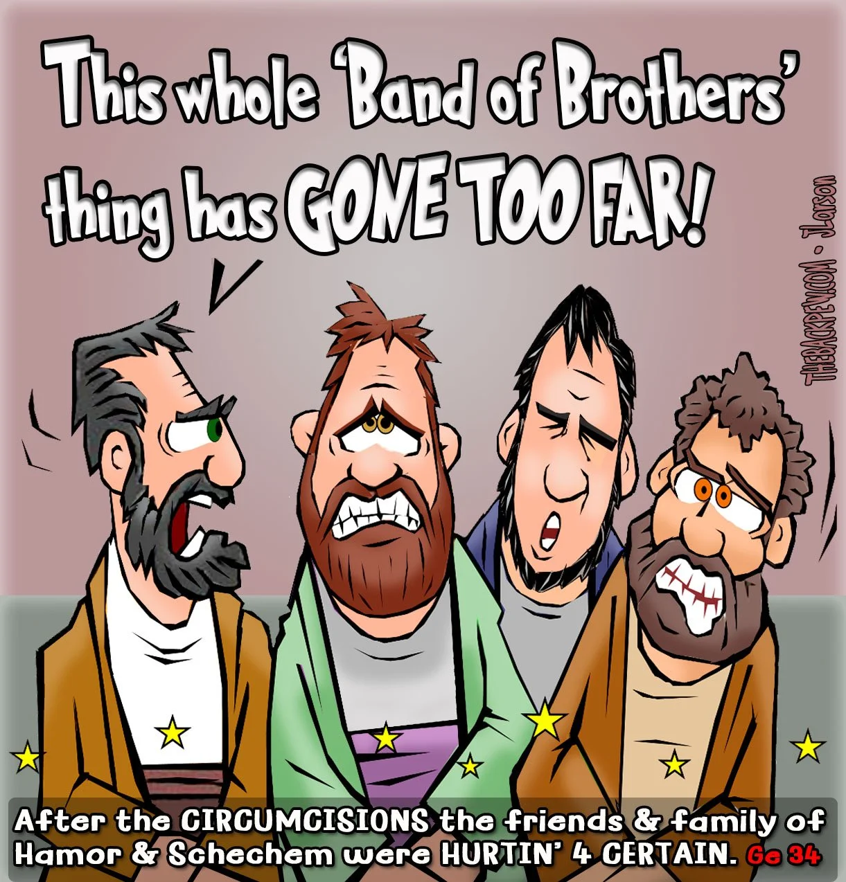 Genesis cartoons - of Shechem, and Hamor being circumcized