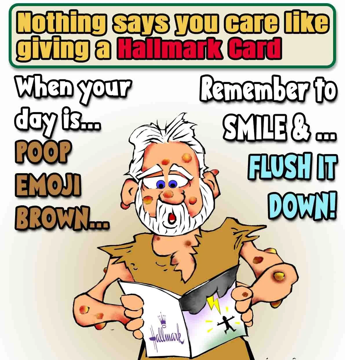 Bible cartoon of Job getting a get well soon Hallmark Card