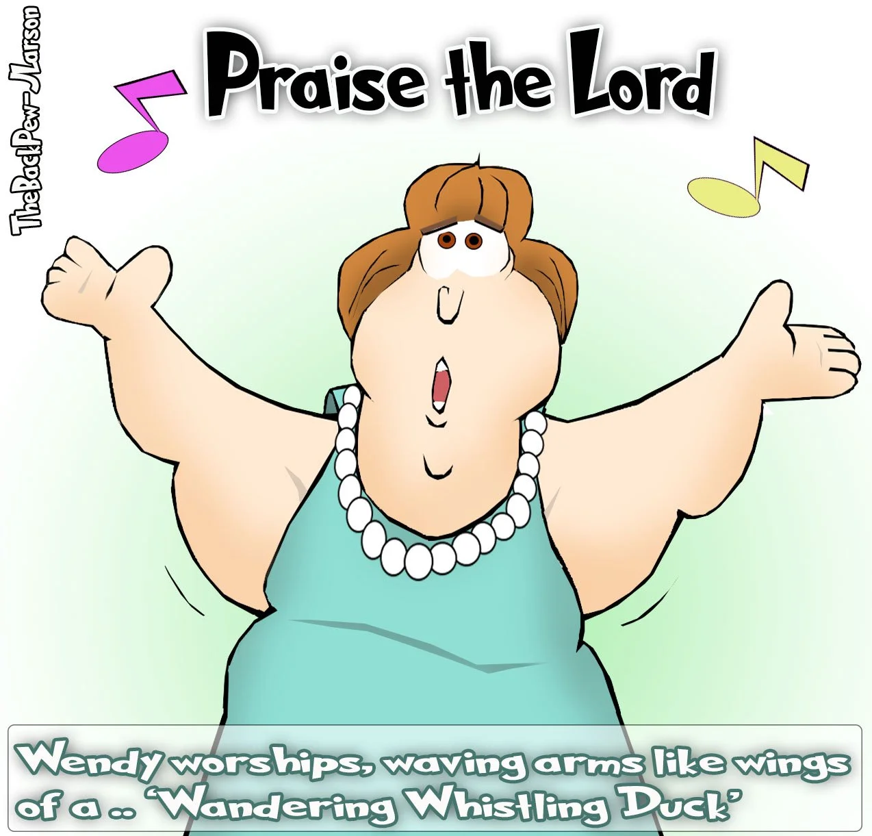 Worship cartoon of woman lost in joyful worship abandon