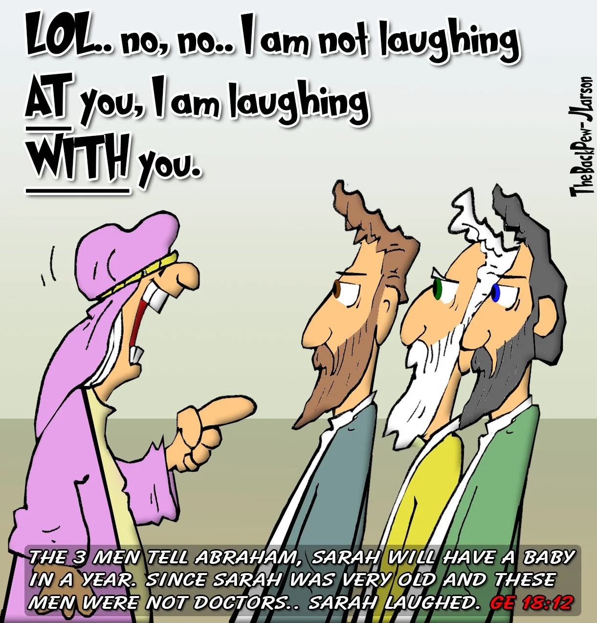 Abraham cartoons - of Sarah laughing at news she would have a baby