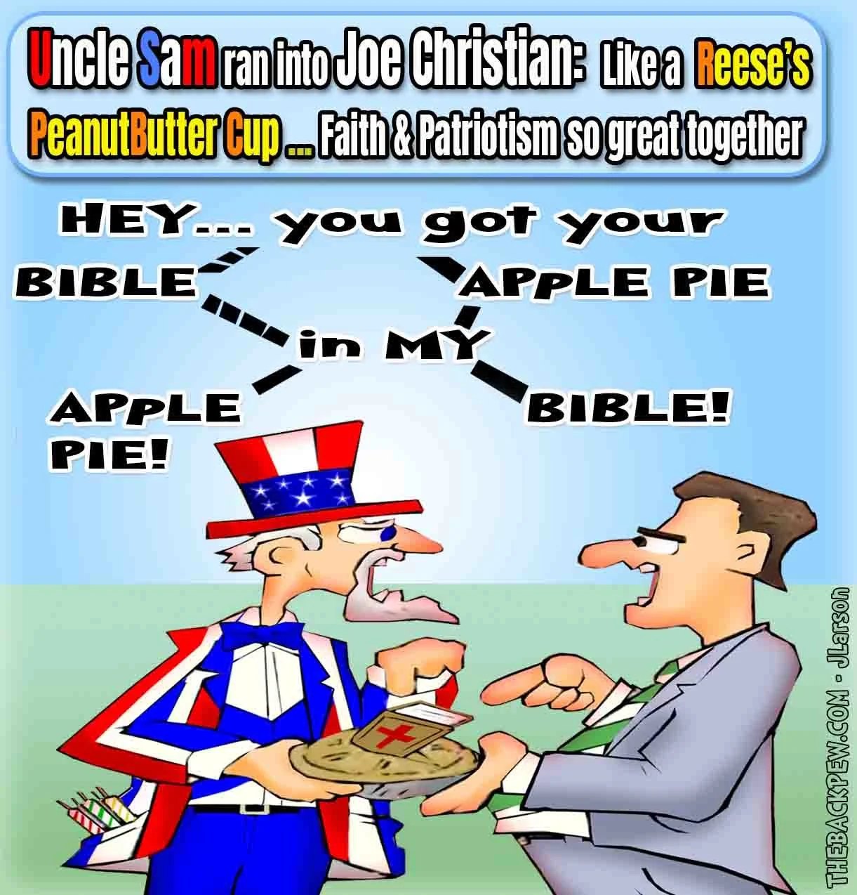 Uncle Sam runs into Joe Christian - blending patriotism with faith