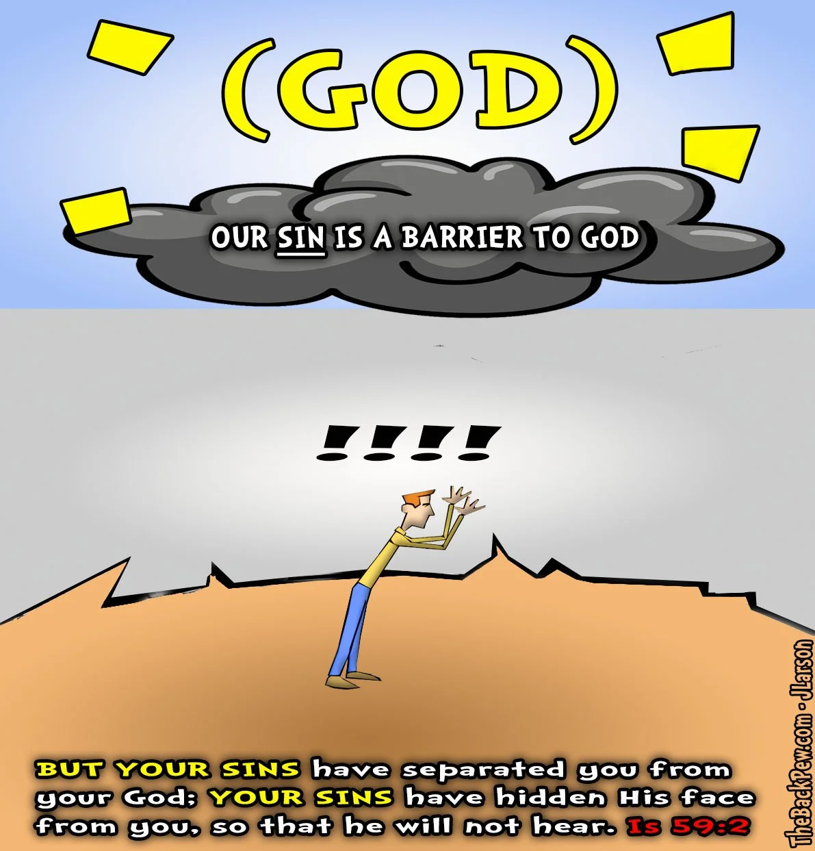 Christian Cartoons - sin barrier to God