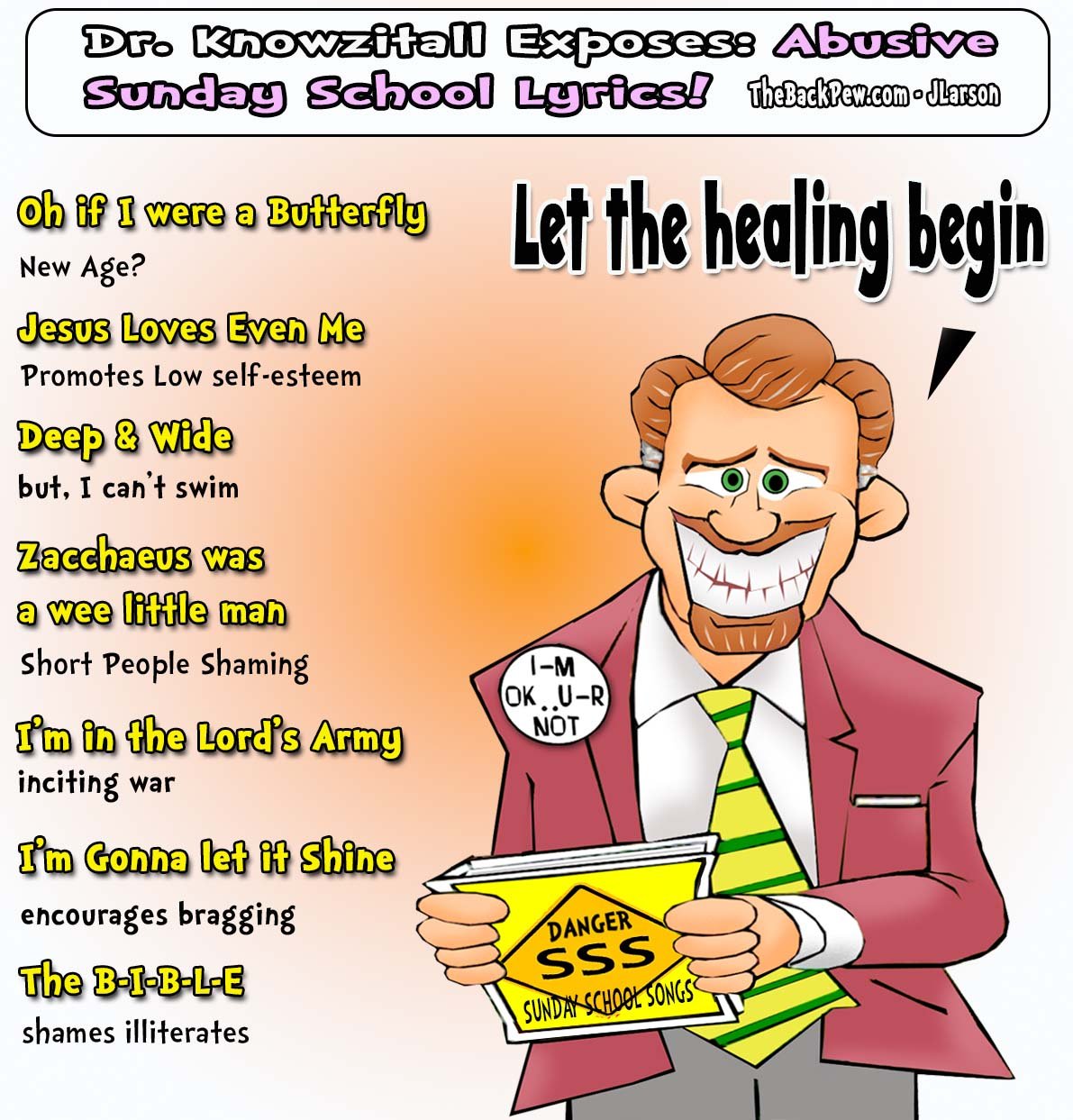 Church Cartoon - abusive sunday school songs