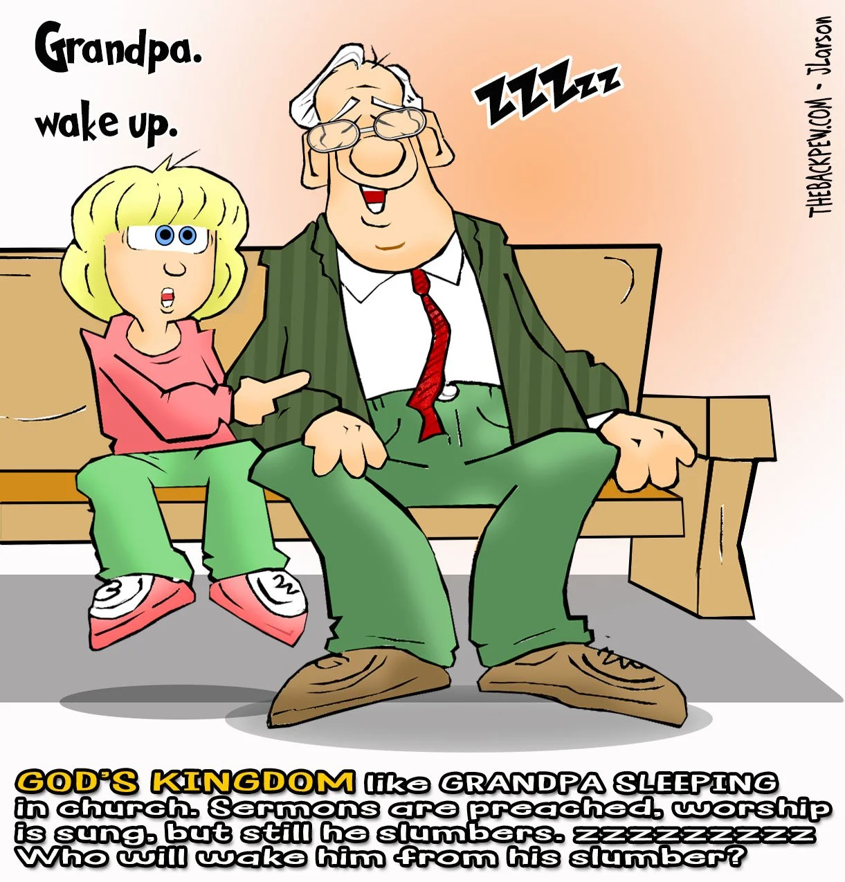 Church Cartoon of Sleeping Grandpa
