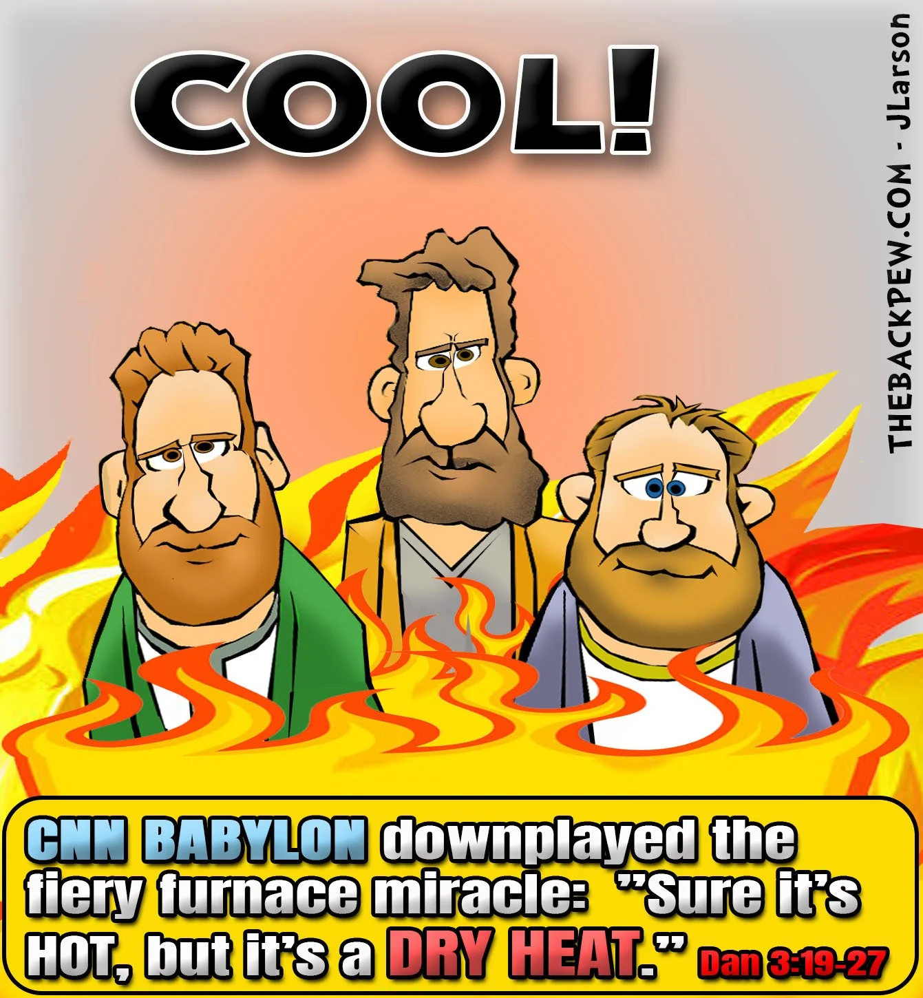 Bible Cartoon from the Book of Daniel and story of the Fiery Furnace