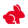 Red silhouette of a rabbit