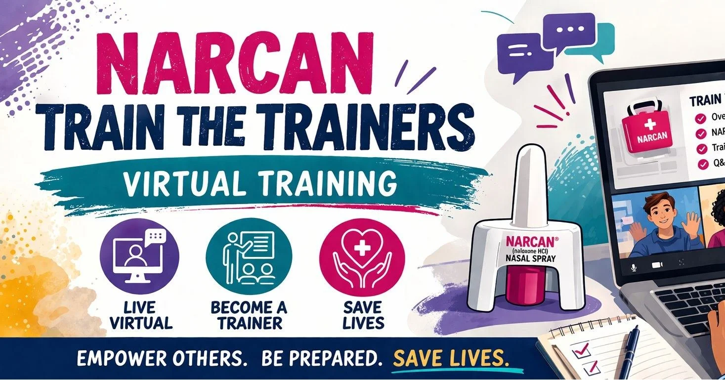 💜 FREE Virtual Narcan Training June 11th💜

Lives are being saved every day throughout our community through the use of Narcan. Narcan, also known as Naloxone, is a medication that can help reverse an opioid overdose caused by substances such as her