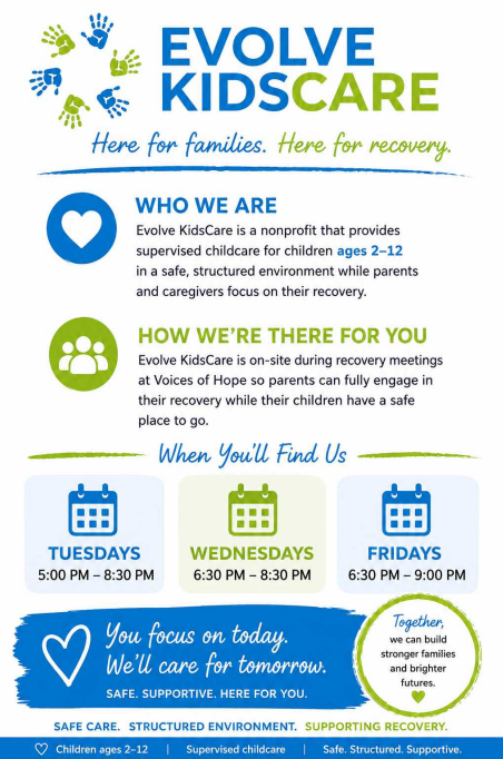 Free Childcare During Recovery Meetings at Voices of Hope!
