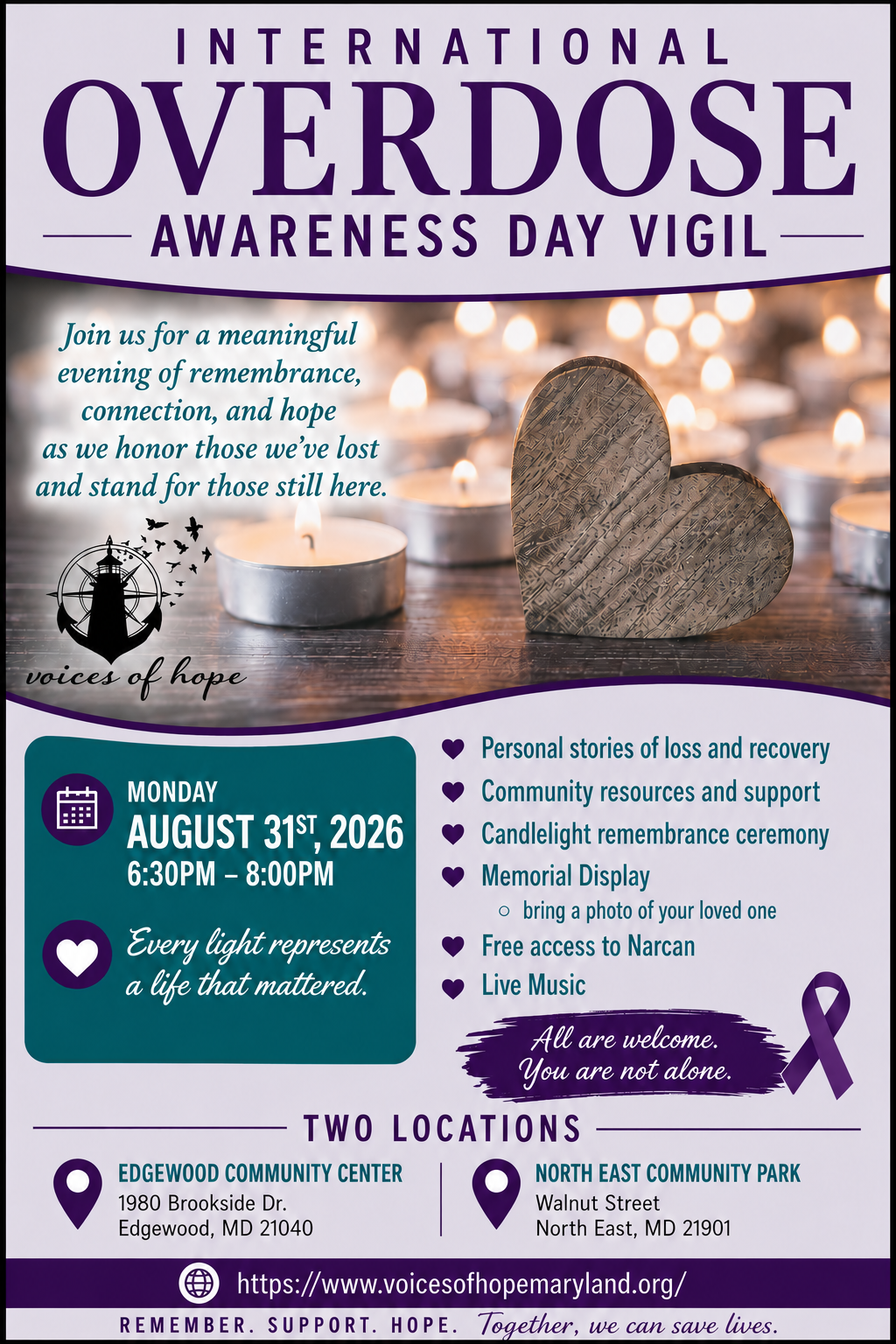 💜 ONE WEEK AWAY — Join Us for the Annual Voices of Hope Overdose Vigil 💜