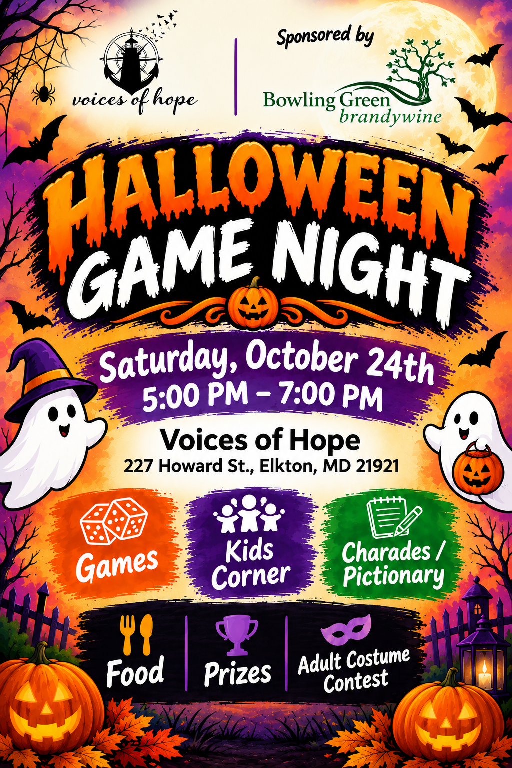 🎃👻 Halloween Game Night is coming to Voices of Hope in Cecil! 👻🎃