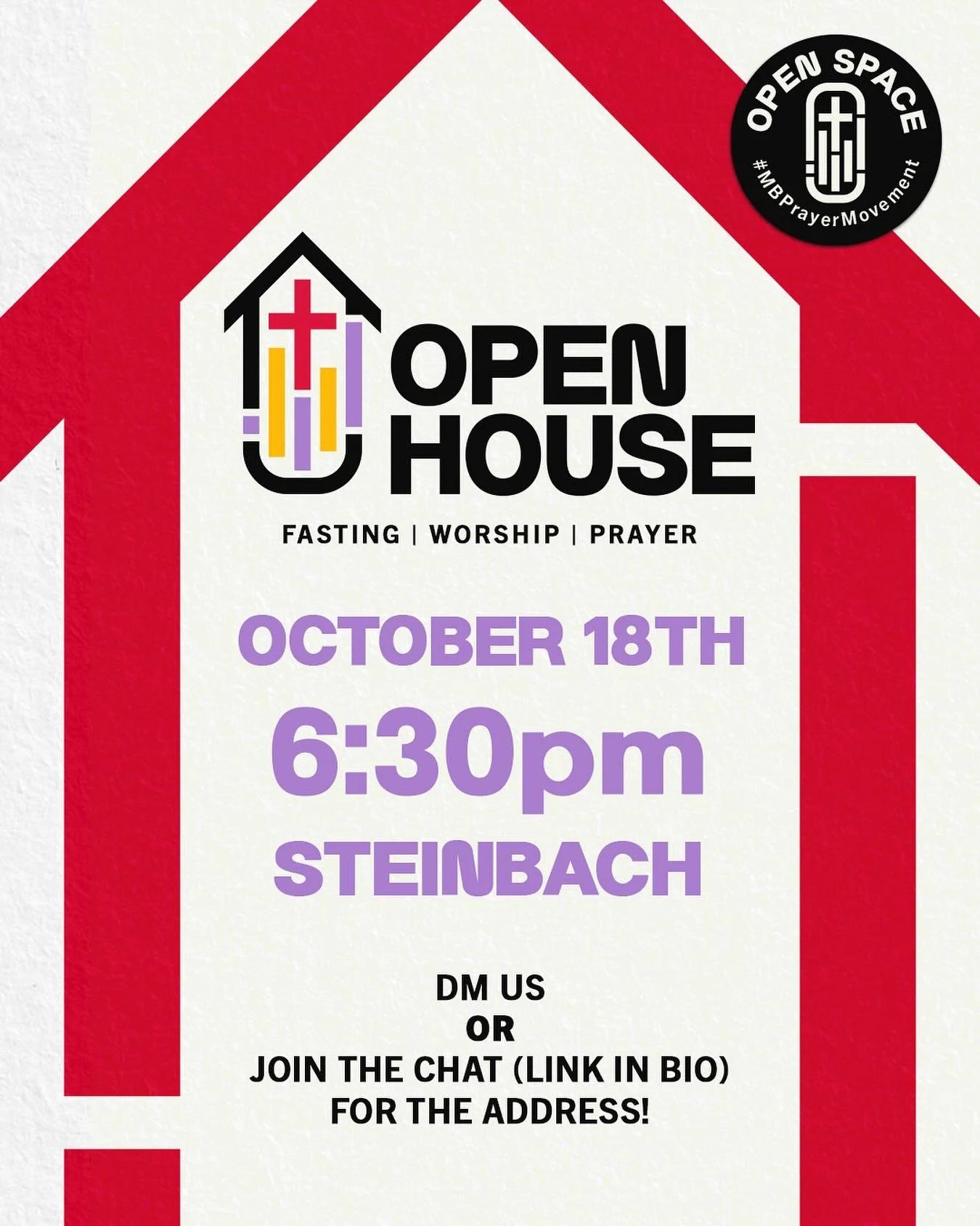 Open House is 1 week away !! 🏠⏱️

What do we do at Open House???
1. fast two meals
2. meet in a home for a potluck to break the fast
3. worship and pray together 
4. just hang out!

If you&rsquo;re looking for fellowship, community, or just to get i