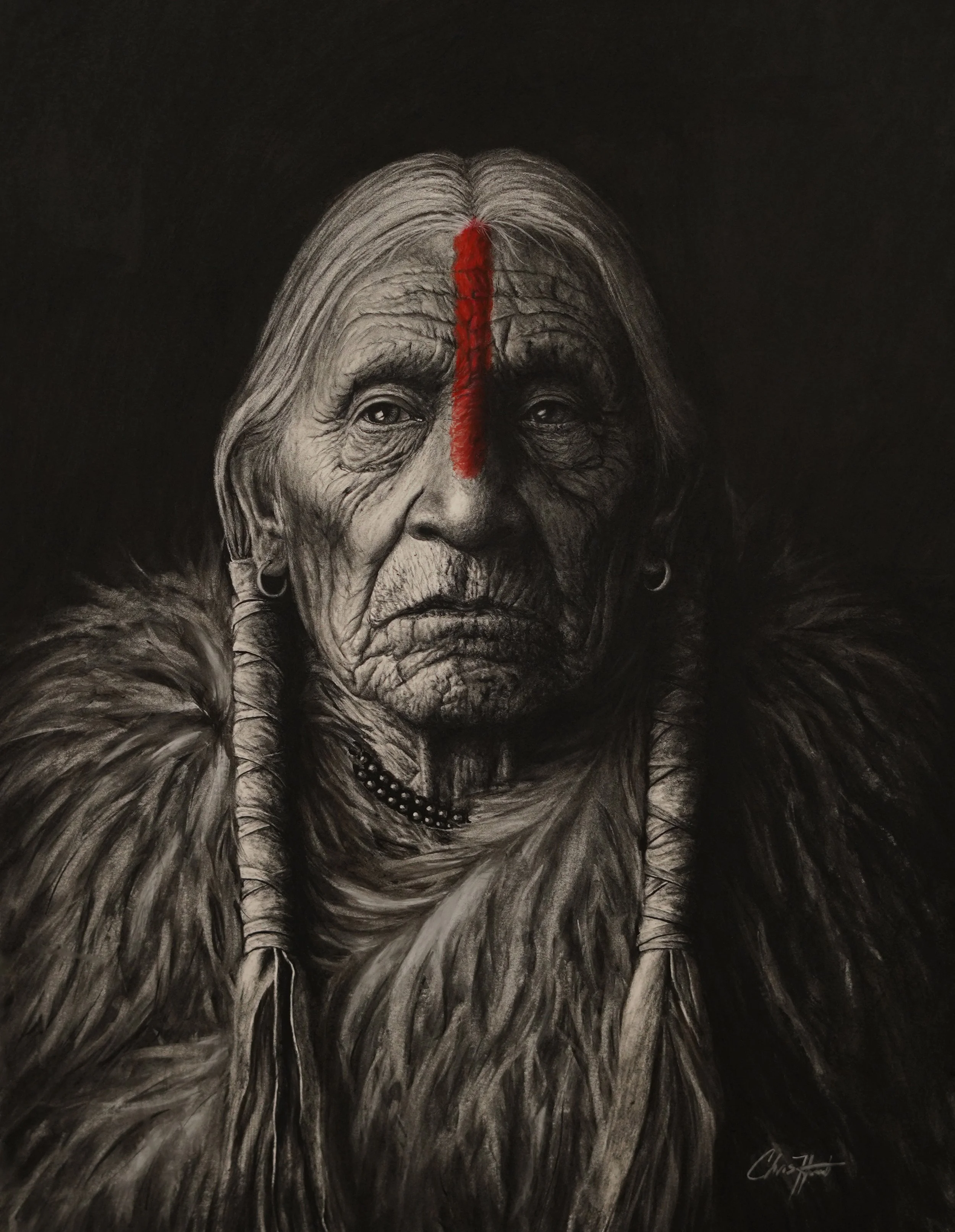 SOLD • Voice of the Ancestors, Charcoal & Pastel, 20 x 27 inches