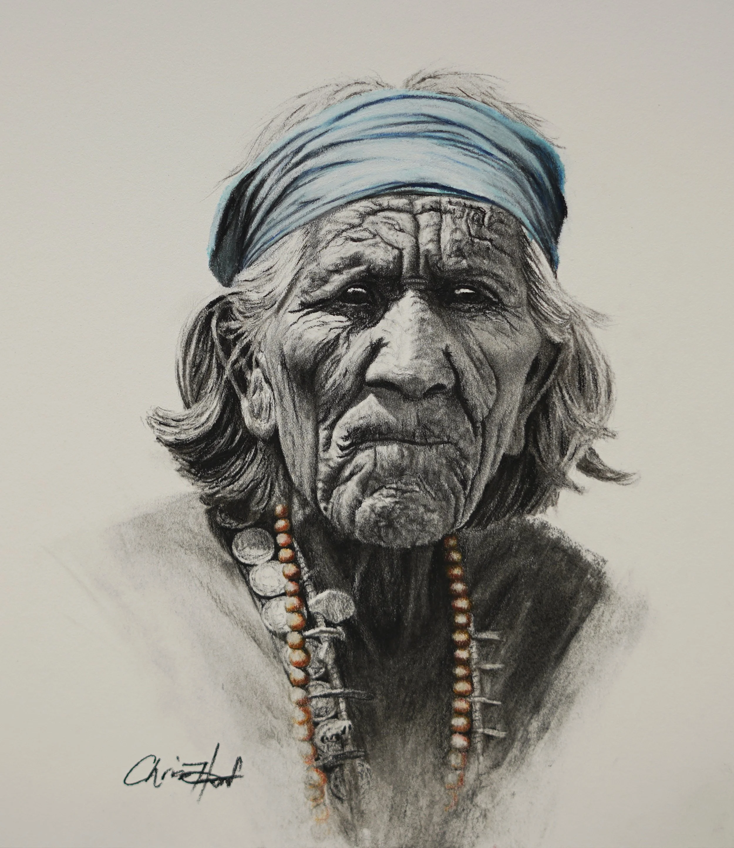 SOLD • The Shepherd, Charcoal & Pastel, 10 x 12 inches
