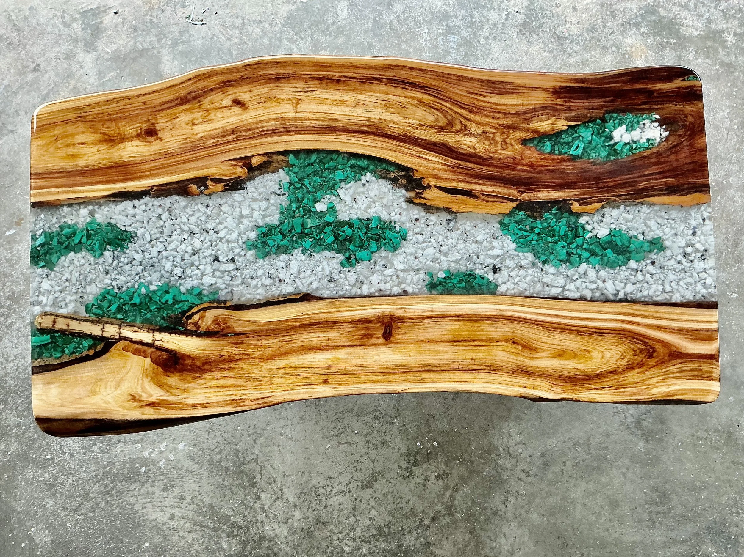 T 101 Malachite, granite, aspen wood  36.5”L x 20”W x 16”HIMG_0059.jpg
