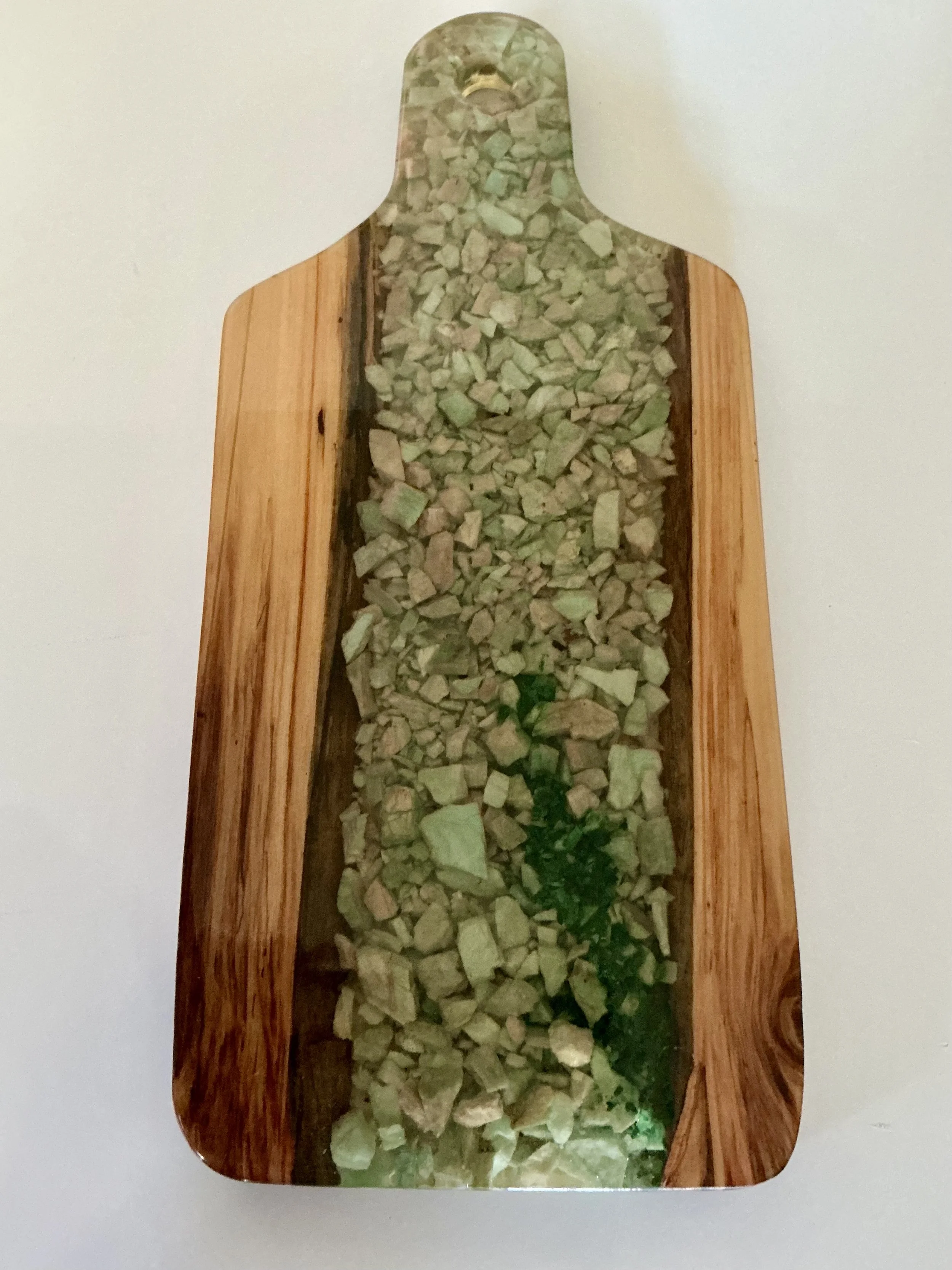 C 101 Amazonite, Malachite charcuterie board, 17.5” x 8”, $220 IMG_0281.jpg