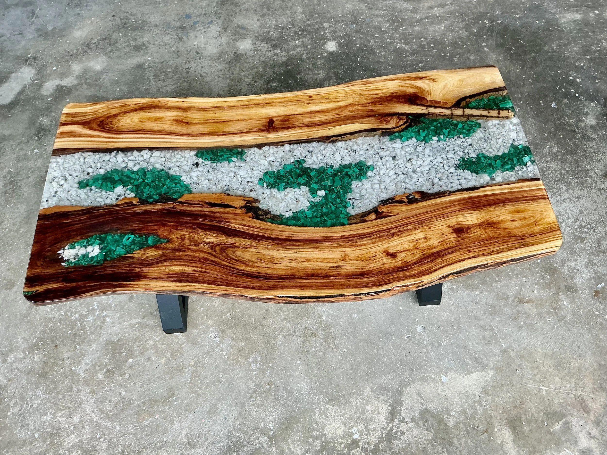 T 101 Malachite, granite, aspen wood  36.5”L x 20”W x 16” &550.00HIMG_0061.jpg