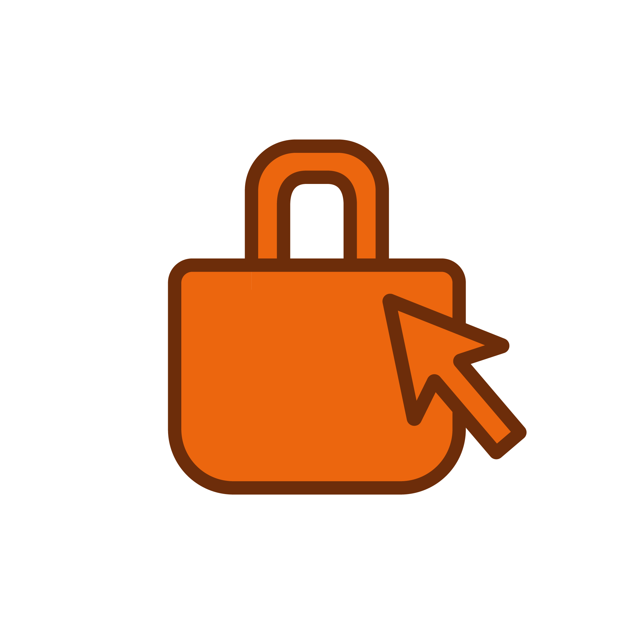 Orange padlock with a cursor arrow pointing at it