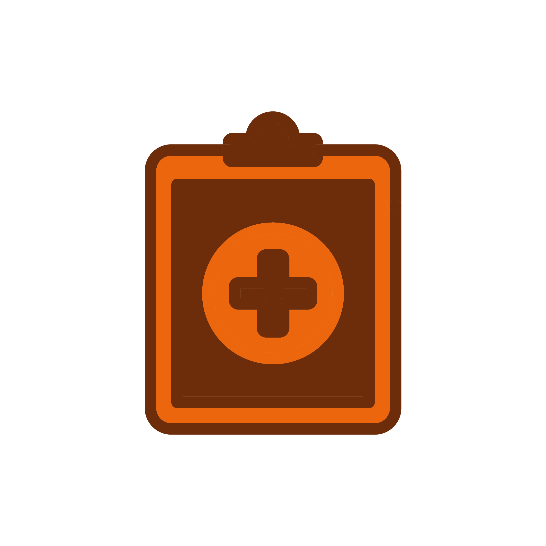 Icon of a first aid kit with a plus sign inside a circle on the front