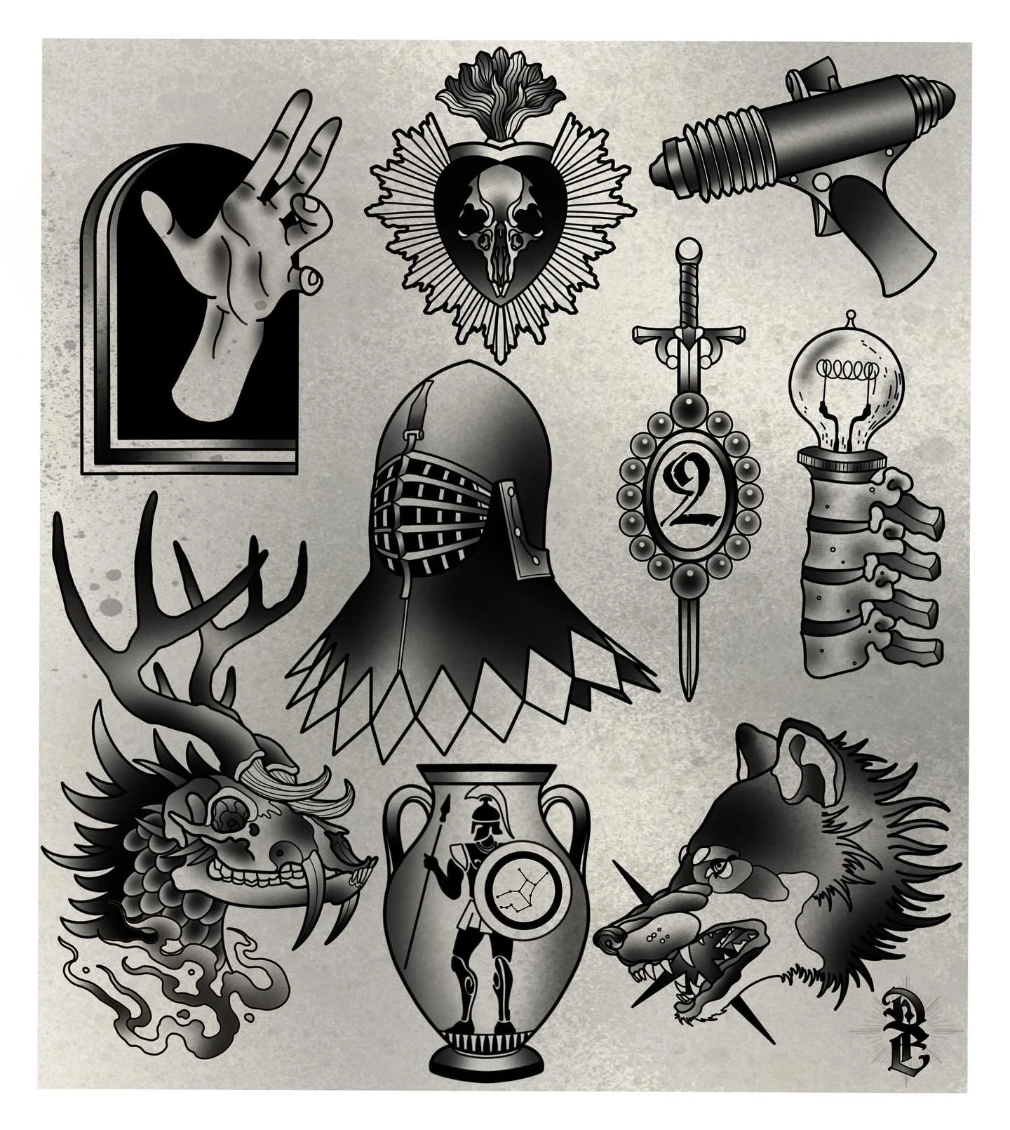 Tomorrow @dirtnaptattoostudio turns 2! I&rsquo;m honored to be a part of it, I drew up some flash for the event. We&rsquo;ll be doing raffles for cool goodies including some incredible @eat_your_skin products and even 2 hours of tattoo time! Even if 