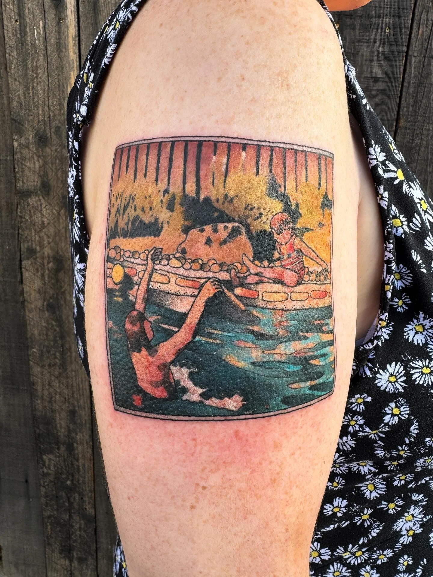 A reimagined family photograph for Jamie &mdash; her and her father enjoying a sunny pool day. I wanted it to feel painterly&mdash;like a moment captured in oils, soft and timeless, yet abstract like trying to recall the past. It was such an honor to