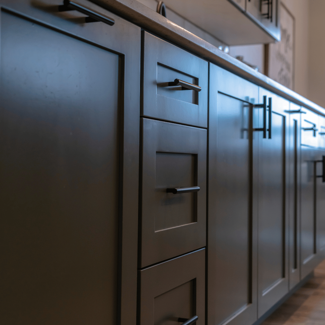 Semi-custom black cabinets 