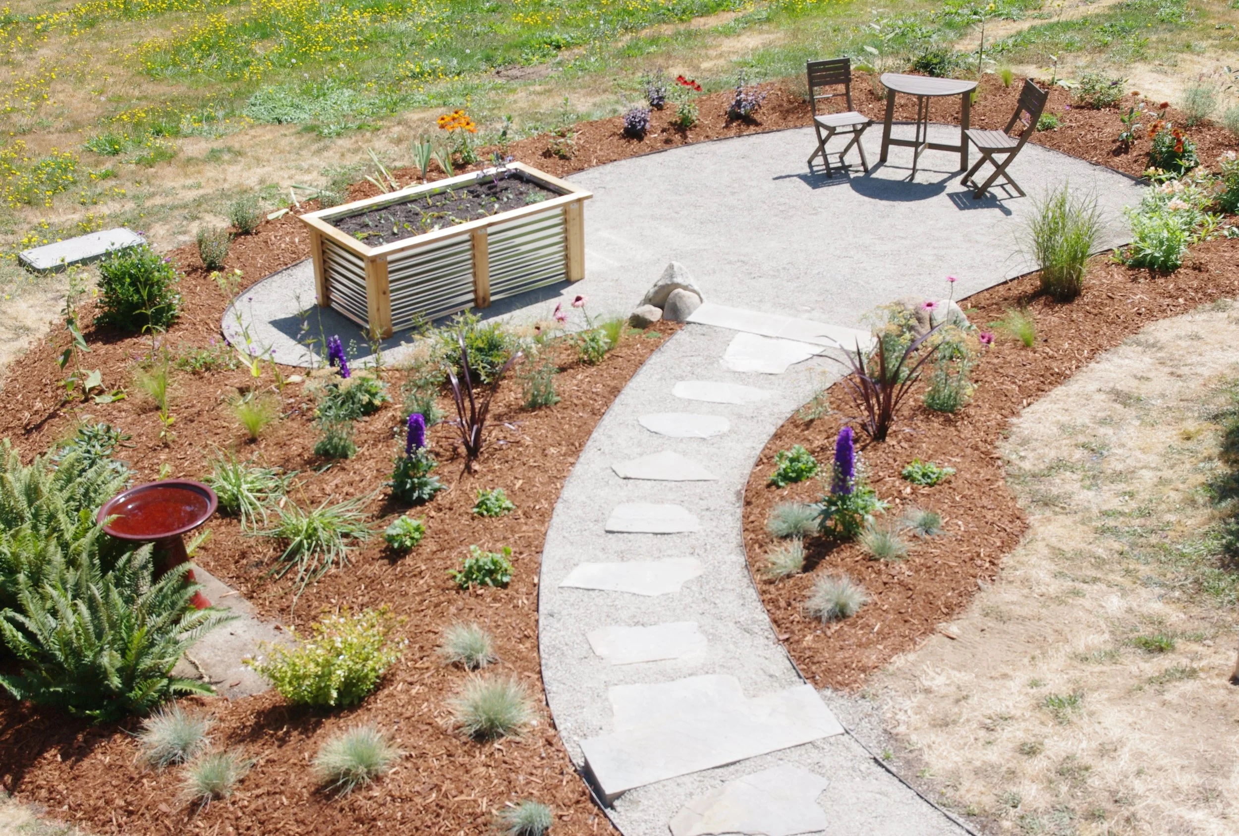 Stepping stone path to the pollinator garden