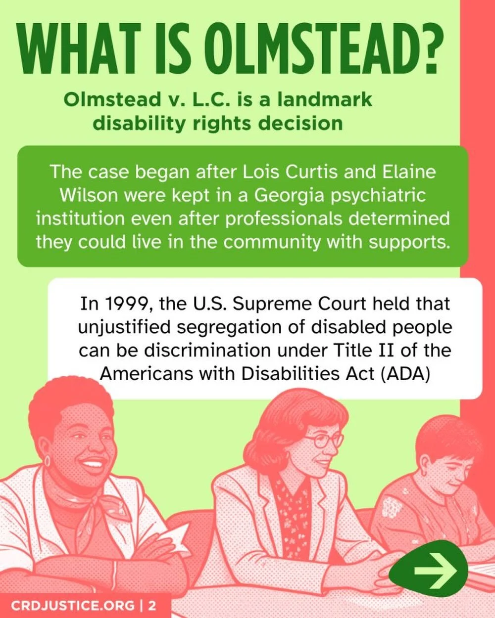 June 22, 1999. The Supreme Court ruled that unnecessary institutionalization of people with disabilities is discrimination.

June 22, 2026. The DOJ signals it may stop enforcing that ruling.

We don&rsquo;t accept this. Community is not optional. #Ol