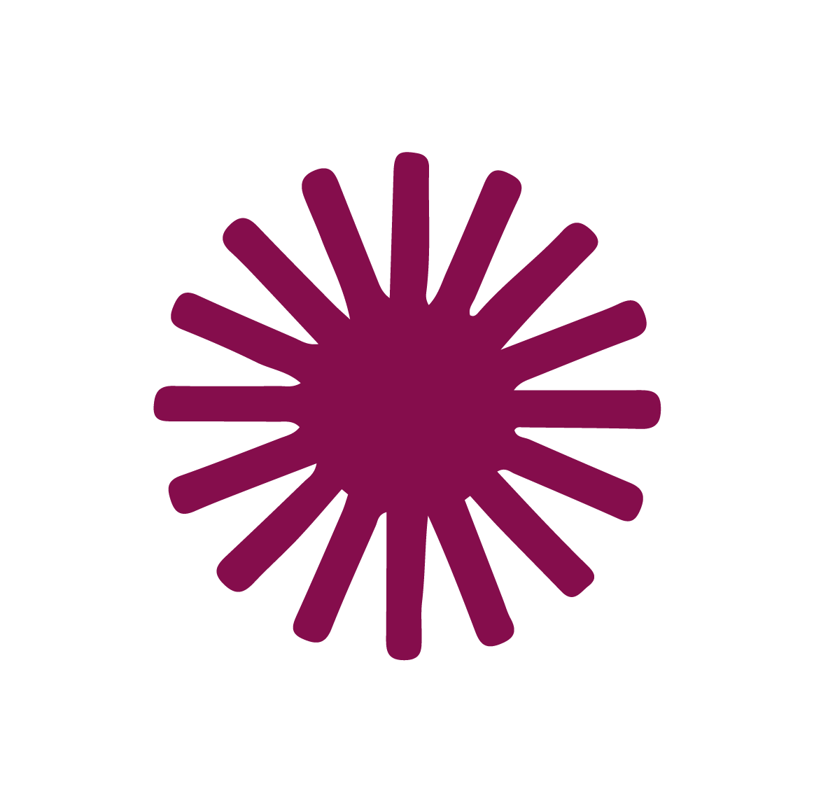 Purple abstract radial starburst design on a black background.