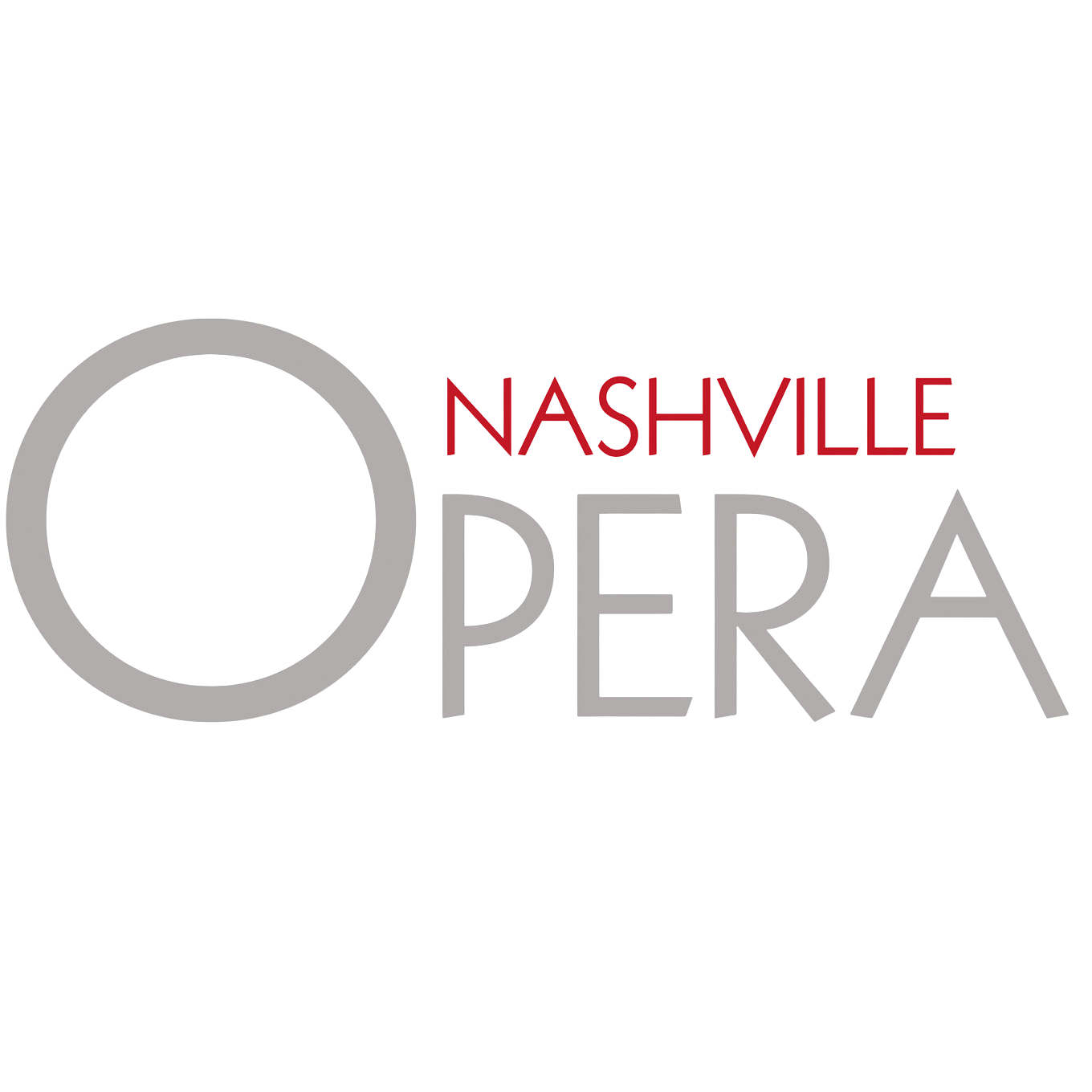 Nashville Opera logo with a gray circle and the words 'Nashville' in red and 'Opera' in gray.