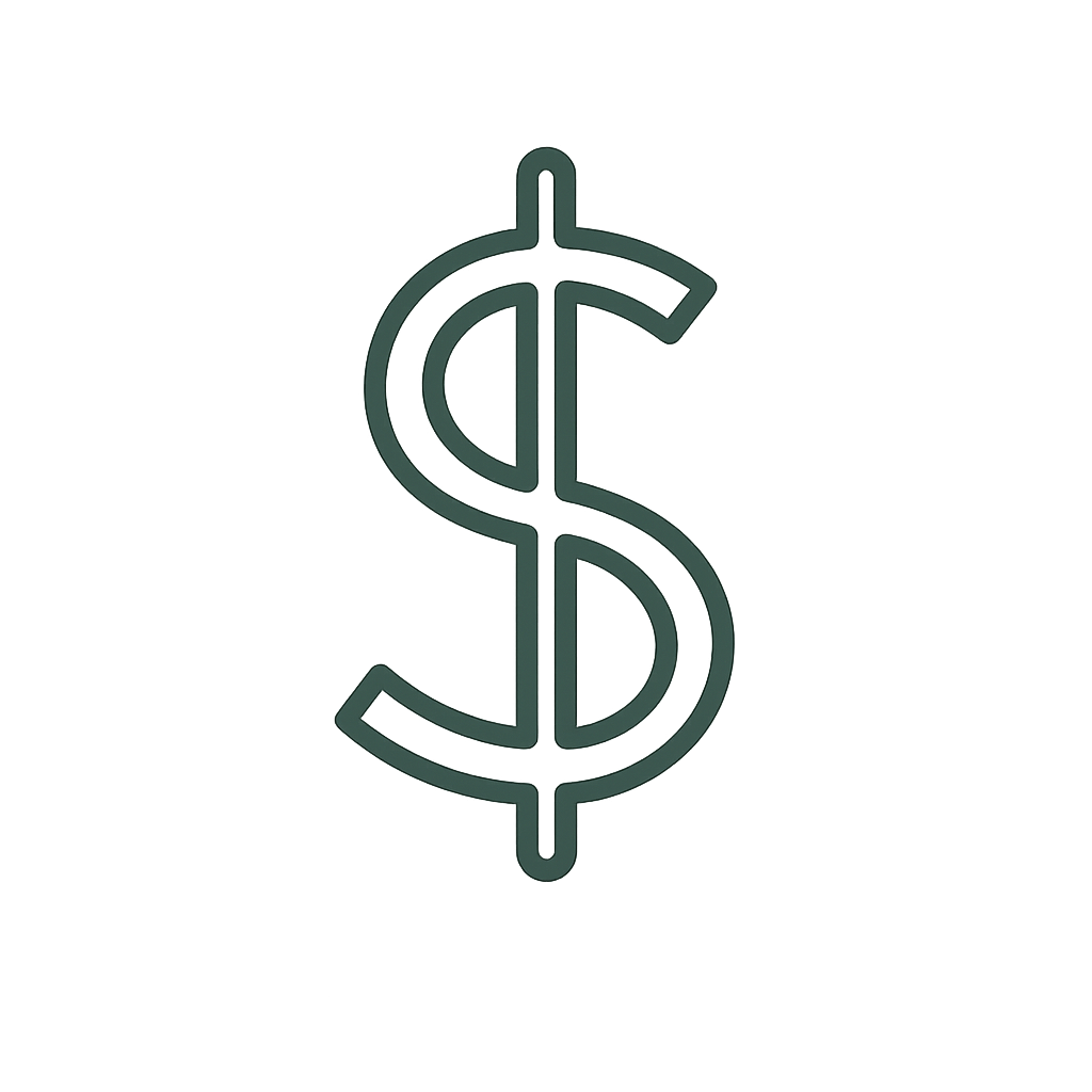 Event strategy and fundraising consulting. Outline of a dollar sign in neon style on a dark background.