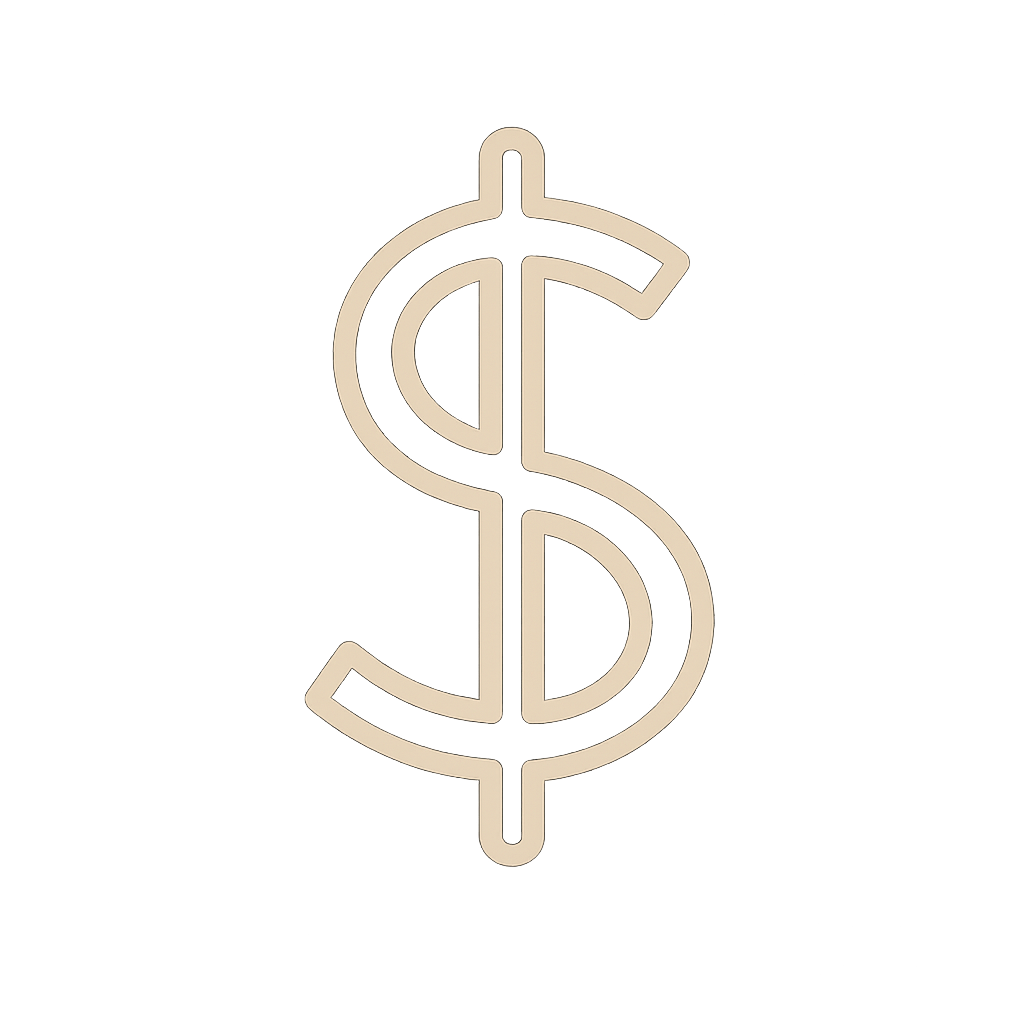 Event Strategy and Fundraising Consulting. Beige neon dollar sign on a black background.