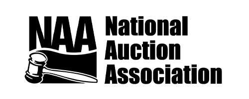 Logo of the NAA National Auction Association with auctioneer gavel.