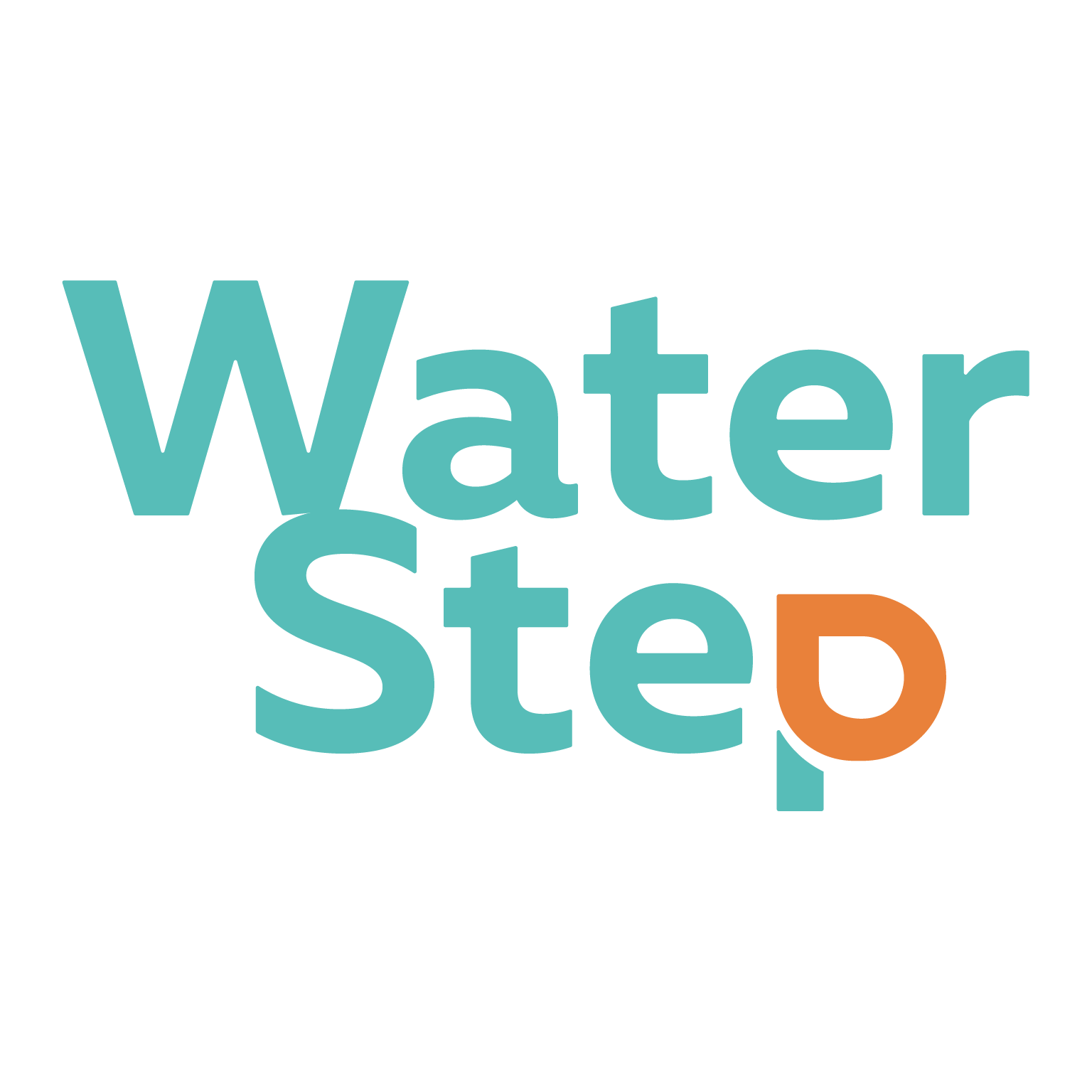 Colorful logo with the words "Water Step" in large, bold letters, with "Water" in teal and "Step" in a mixture of teal and orange.