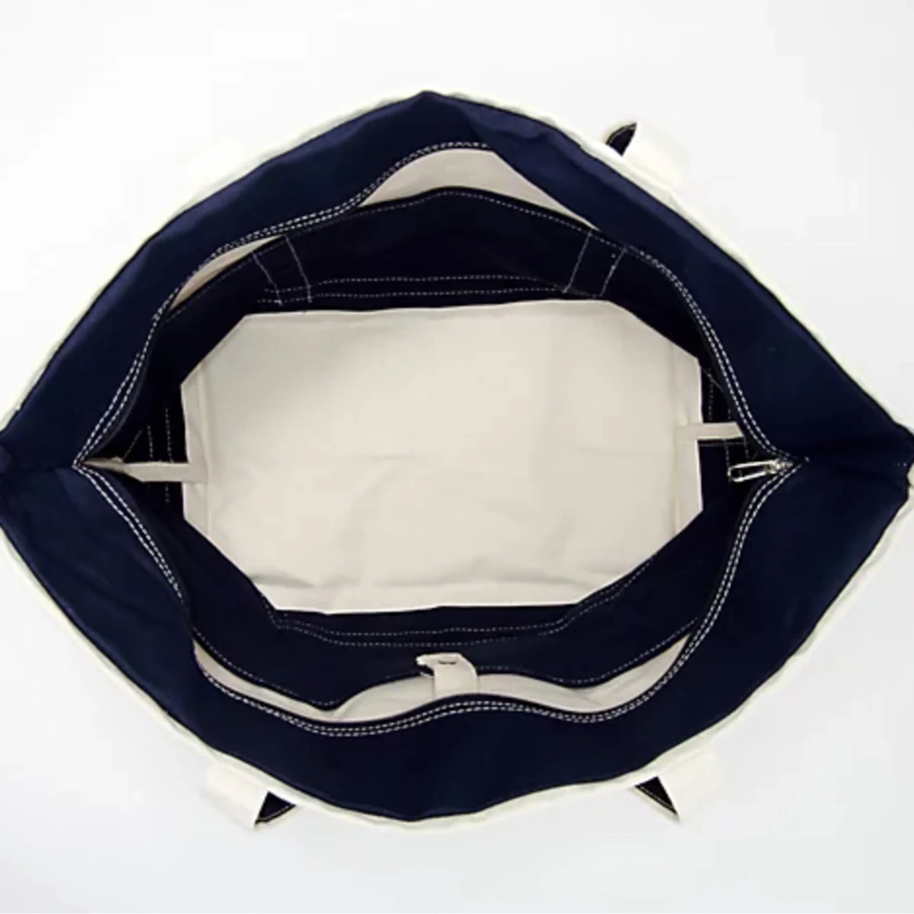 XL SB Navy Canvas tote interior.webp