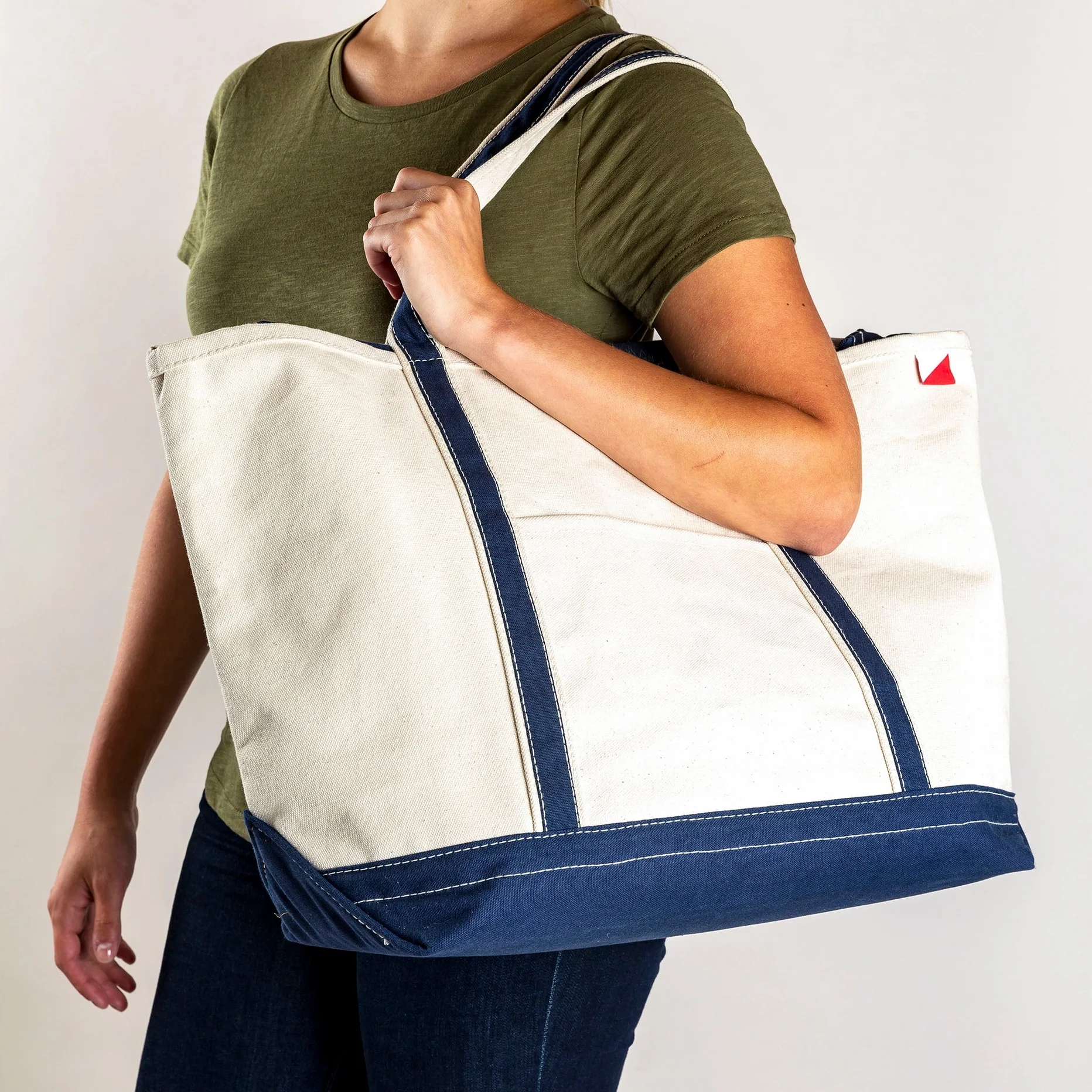 XL SB Navy Canvas tote Scale.webp